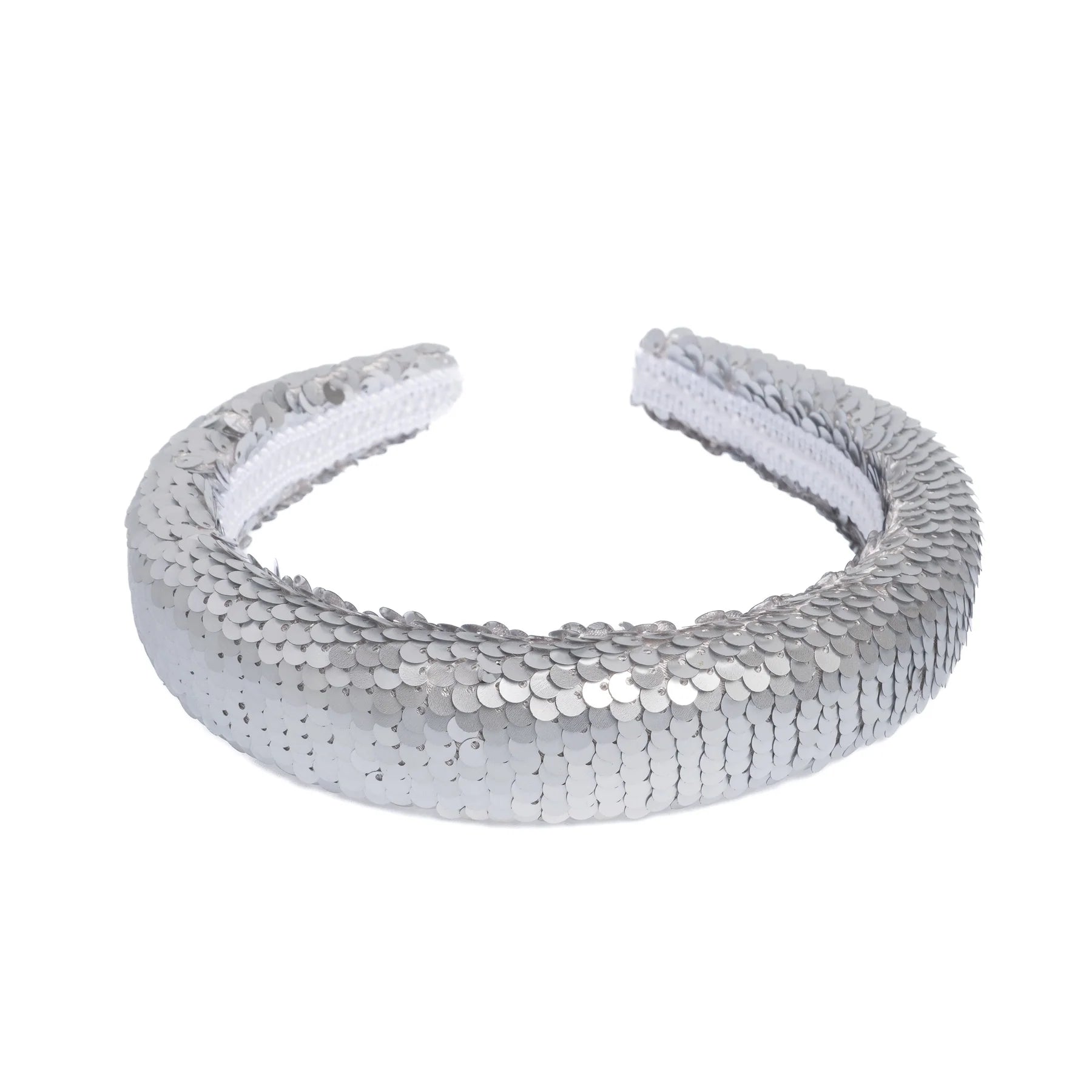 Sequin Hair Band Broad Silver