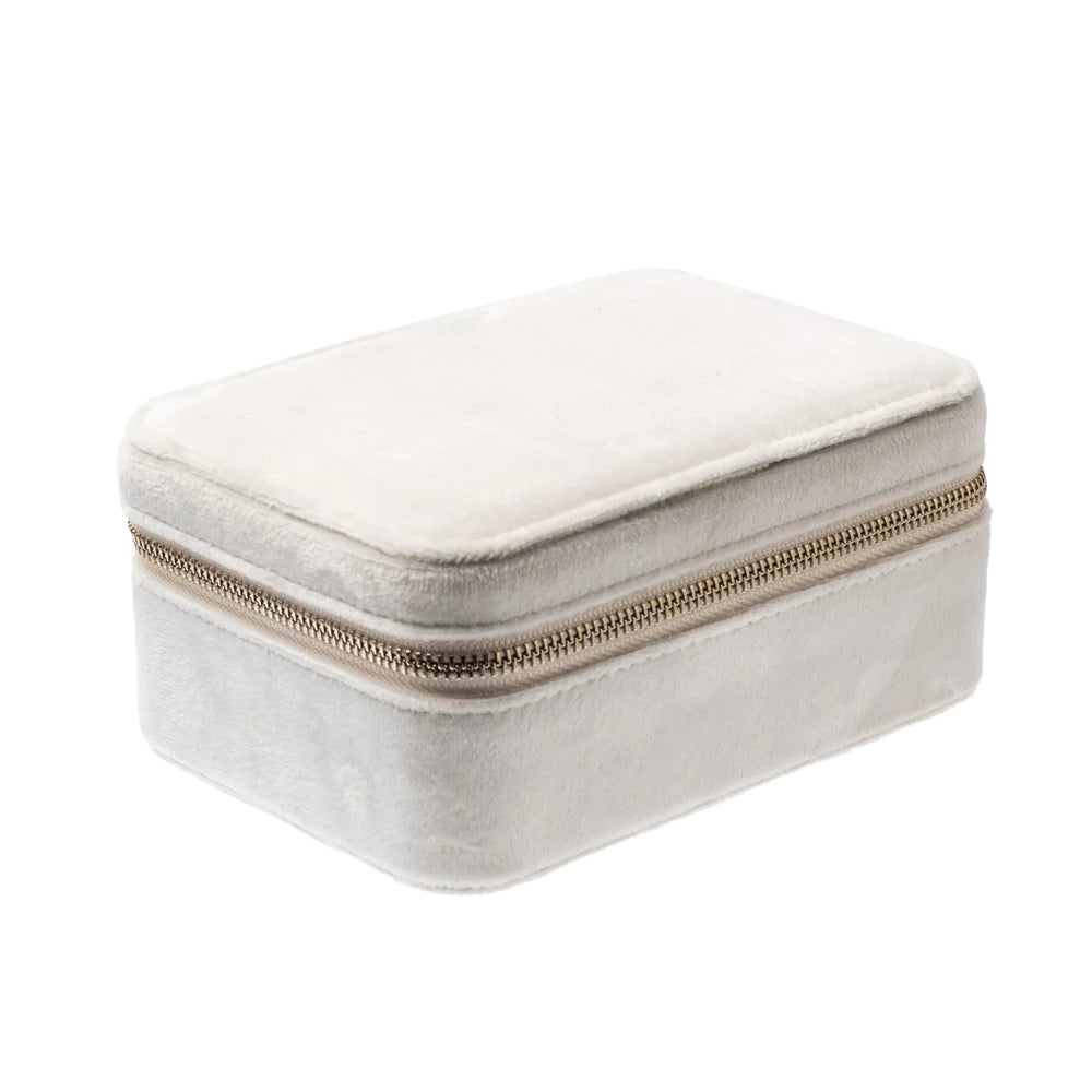 Velvet Jewellery Box Off White