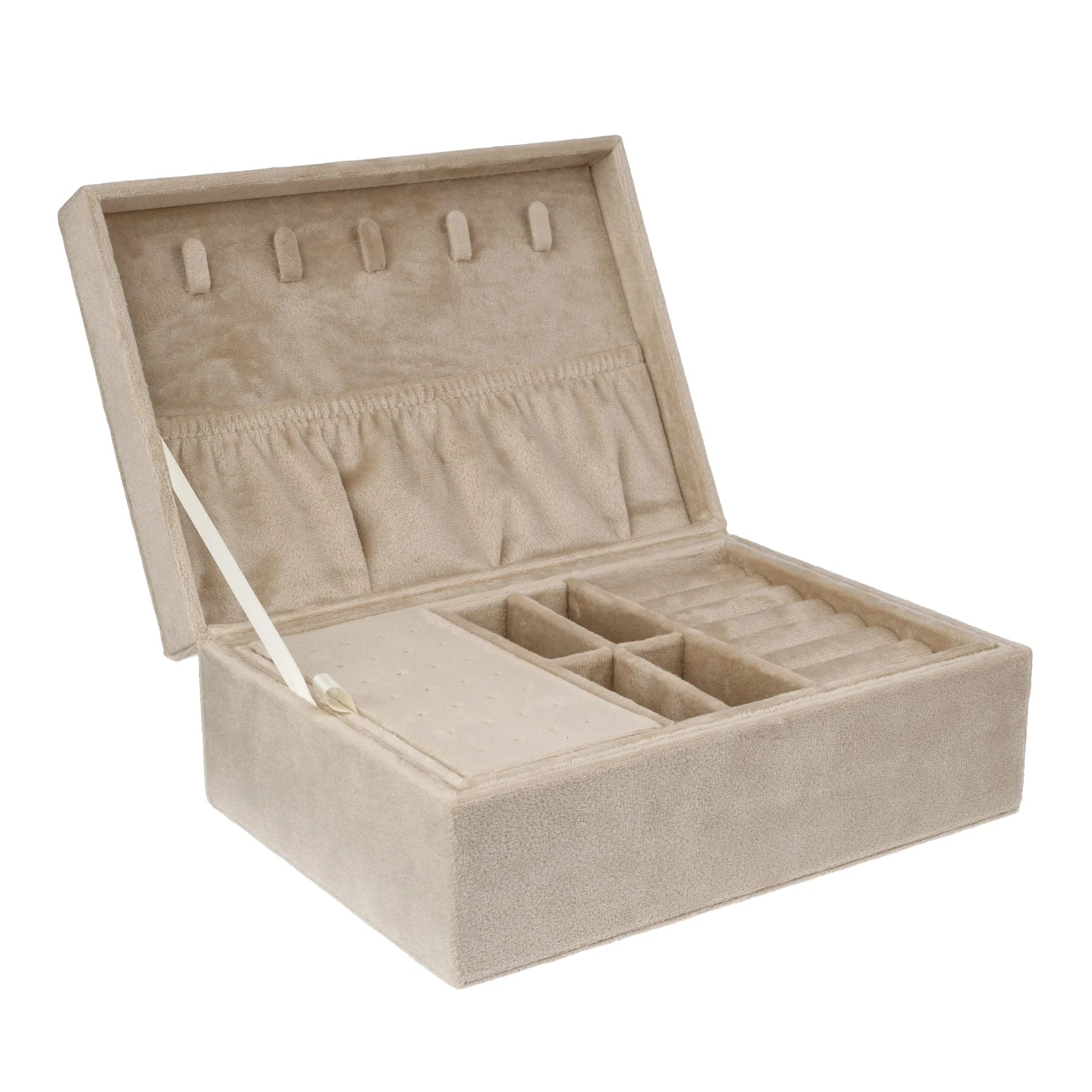 Velvet Jewellery Box large w/ Crystals Dark Sand