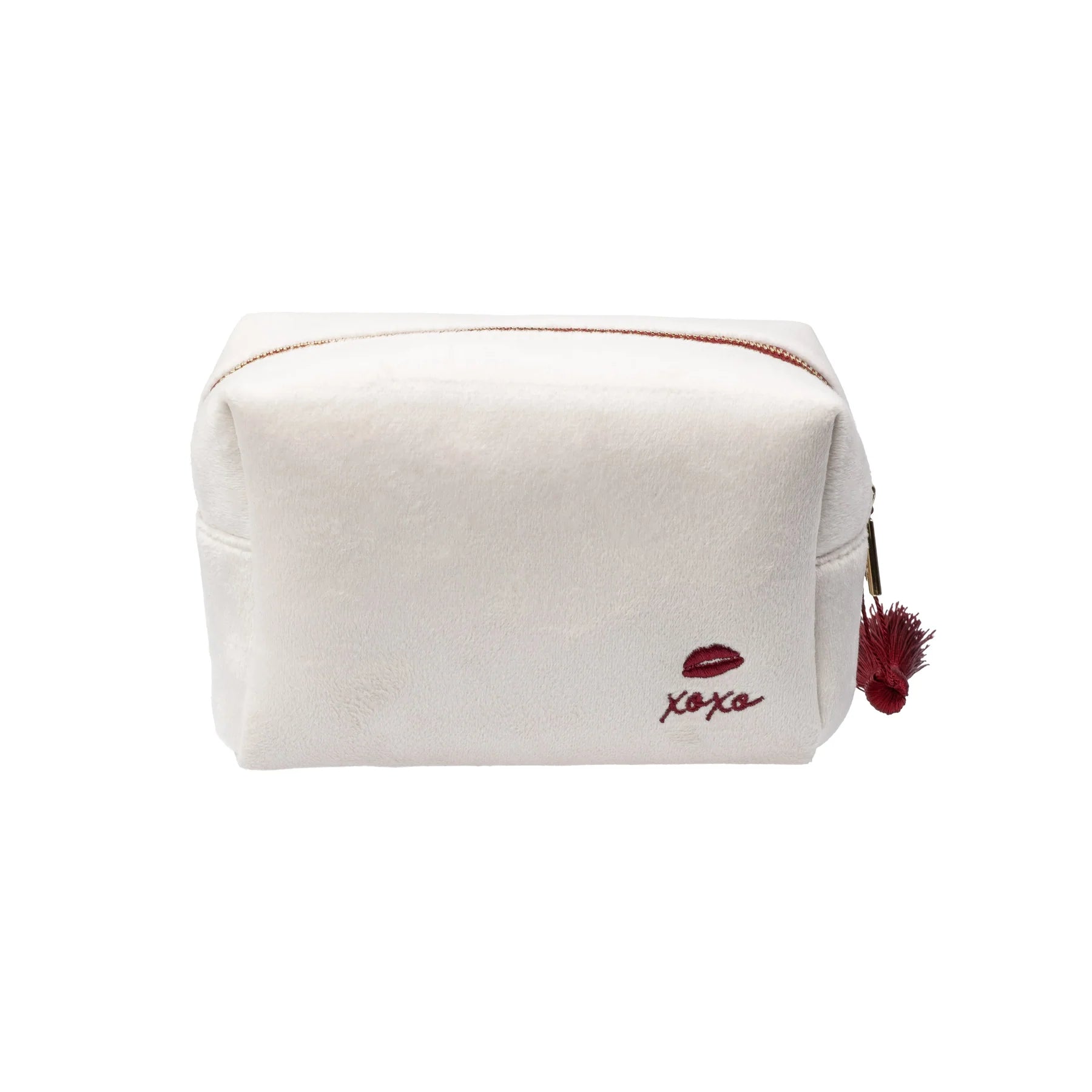 Velvet Square Quilted Make-Up Pouch Small Santa Baby