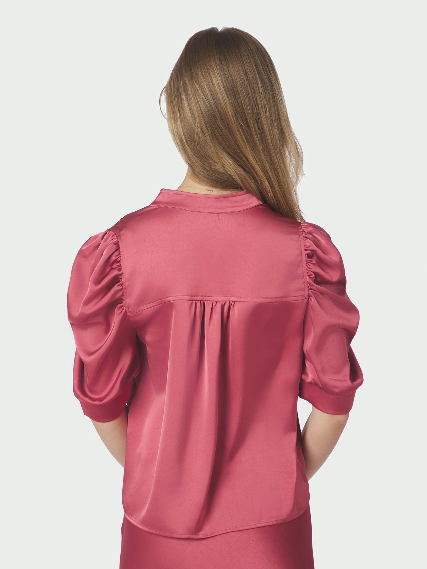 Roella Heavy Sateen Bluse Cherry Pink
