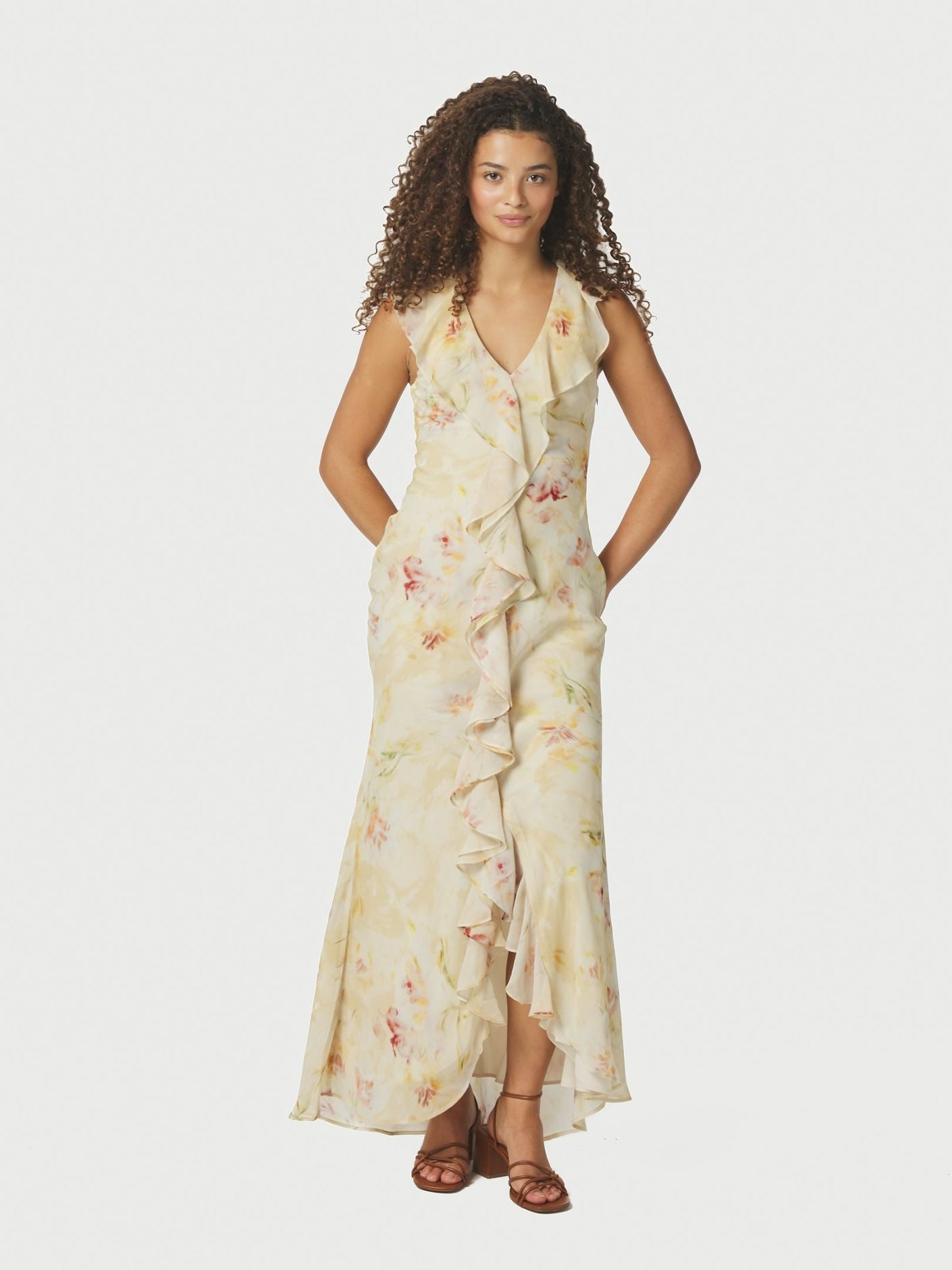 Zella Chiffon Print Kjole Dus Gul