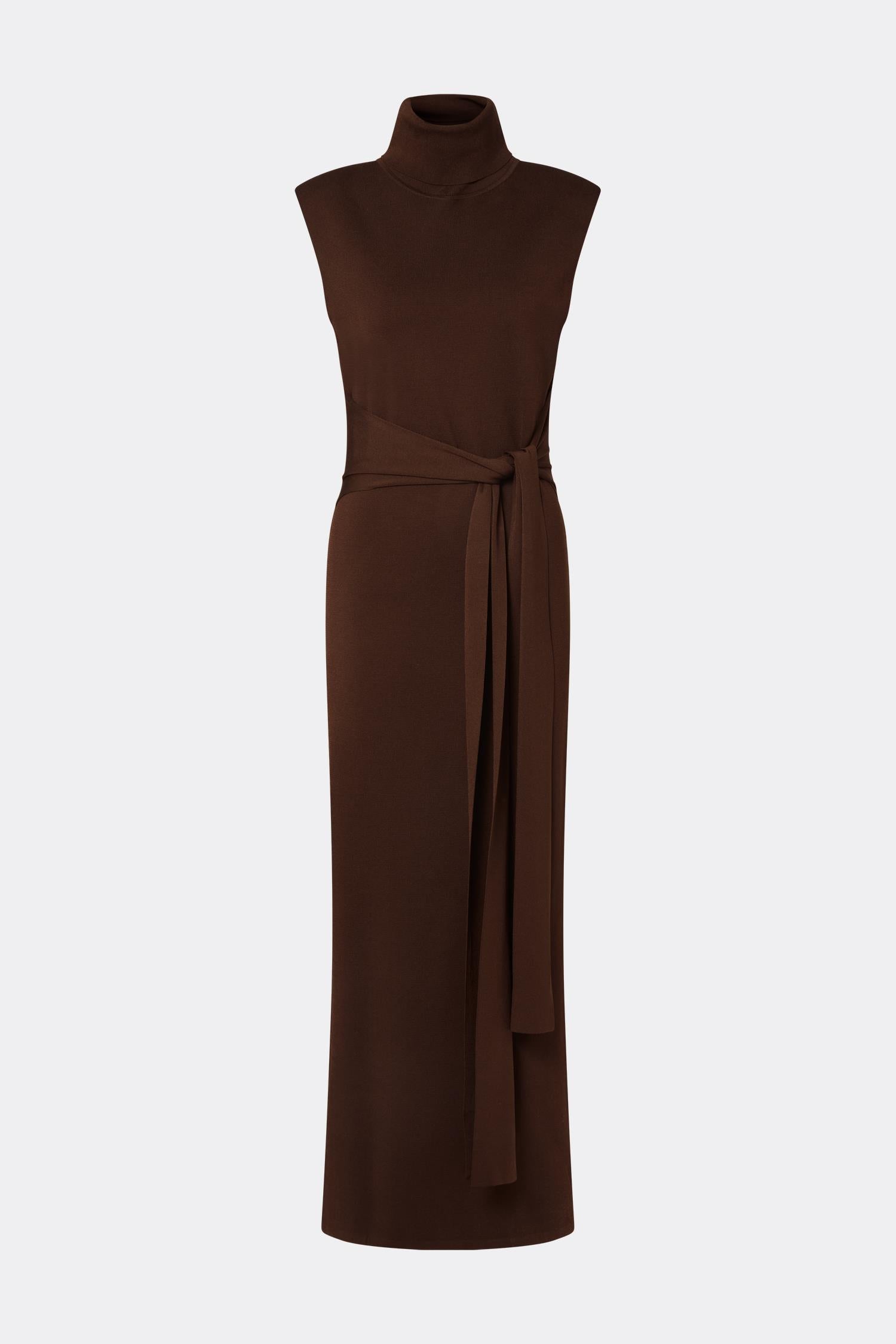 Minna Waist Tie Knitted Maxi Dress Dark Brown