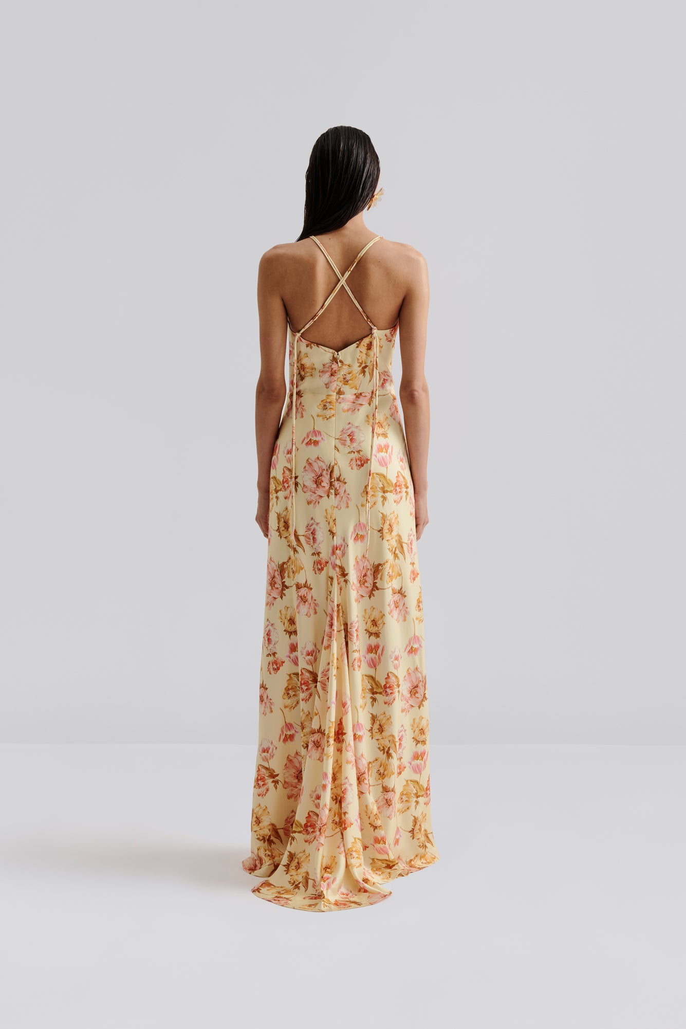 Cornelia Slip Maxi Dress Lemon Peony