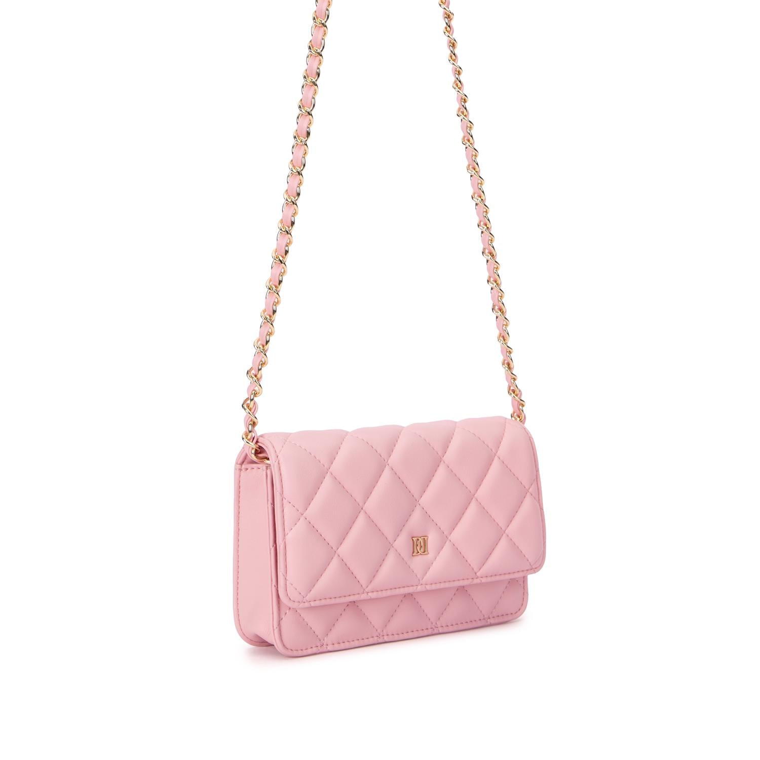 Liten quiltet skinnveske lys rosa