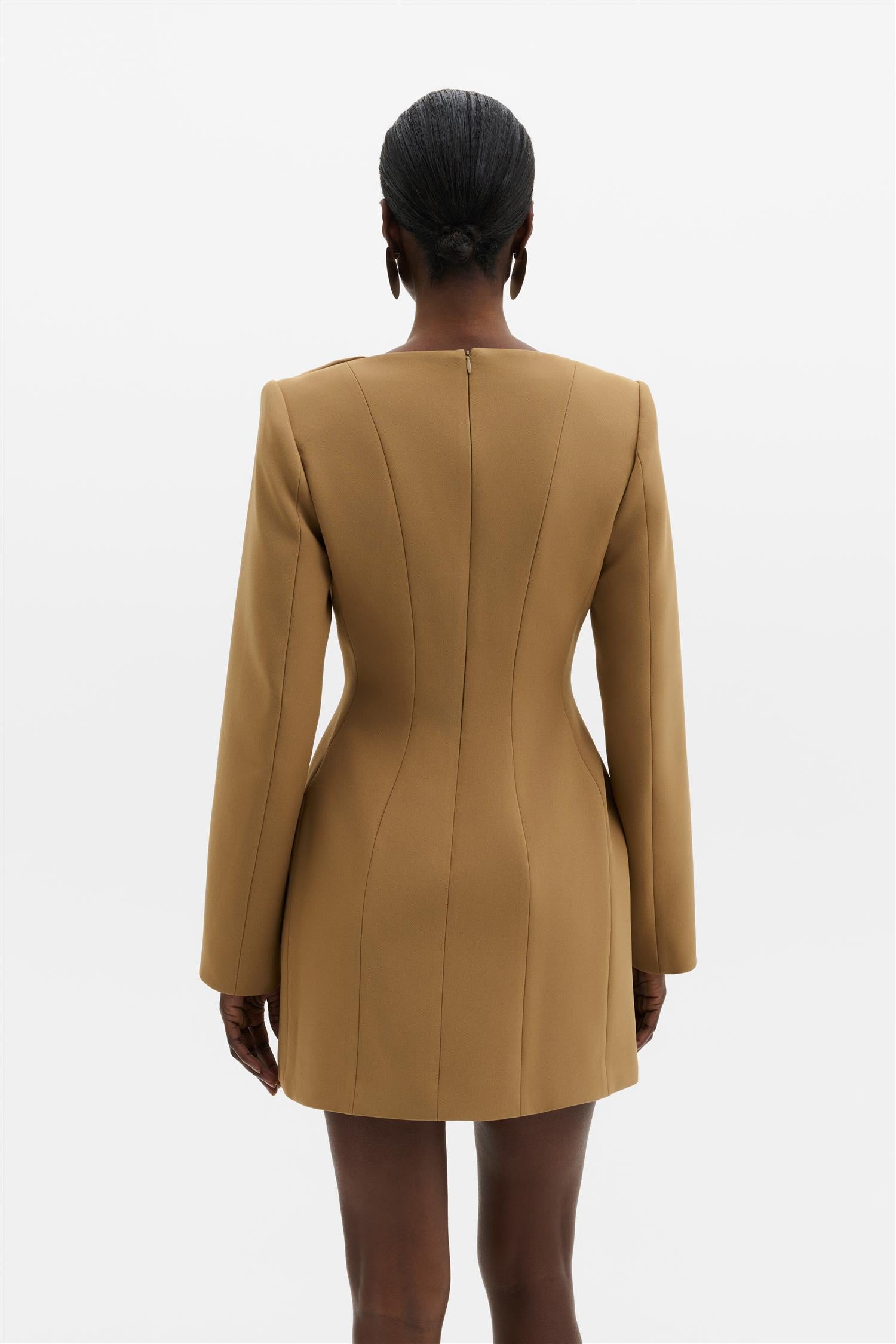 Ninni Cut-Out Shoulder Hourglass Mini Dress Camel