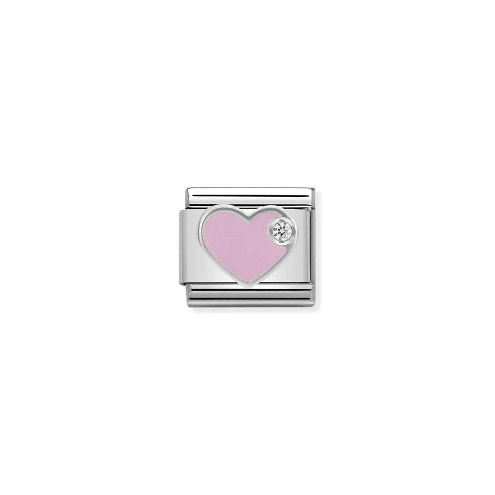 Pink Heart w/ Cubic Zirconia Silver