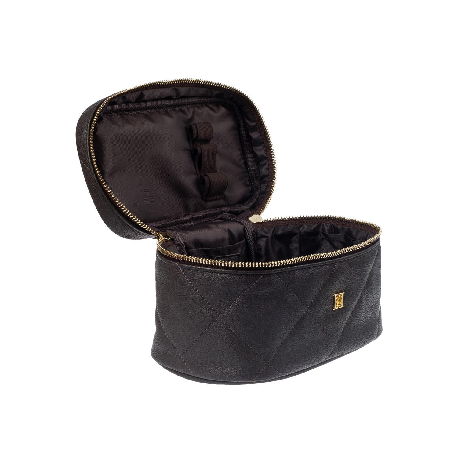 Vegan Leather Vanity Bag Small Chocolate Brown