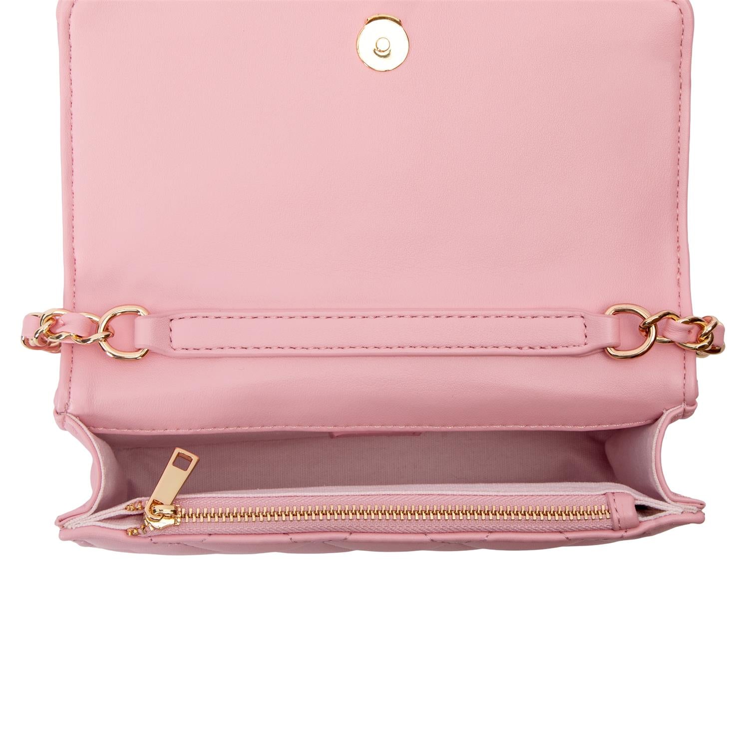 Liten quiltet skinnveske lys rosa