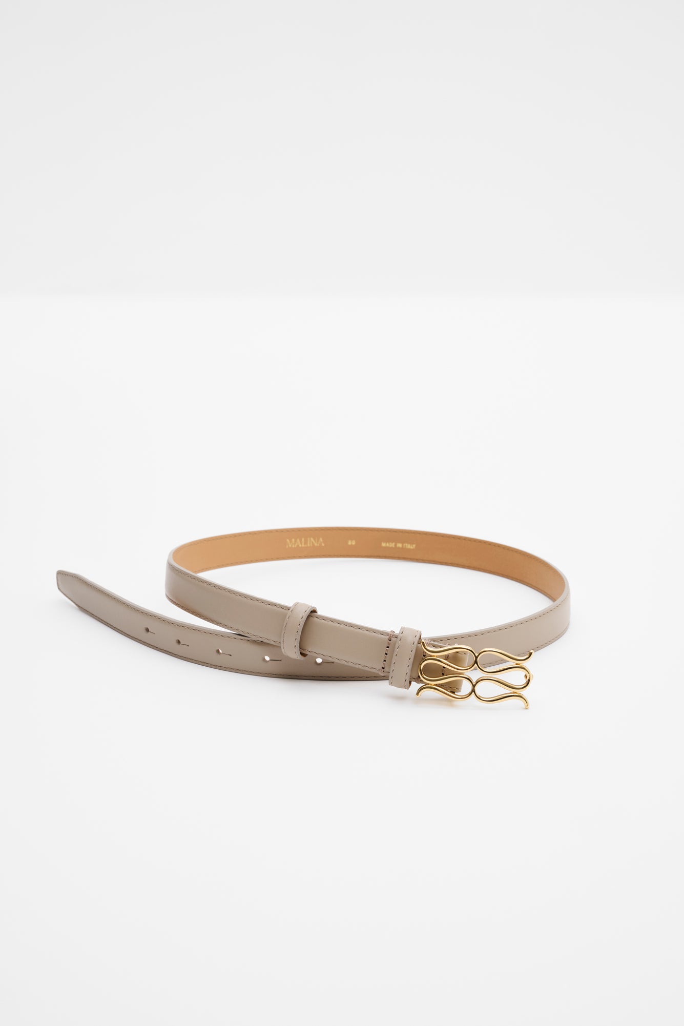 Monogram skinnbelte lys taupe
