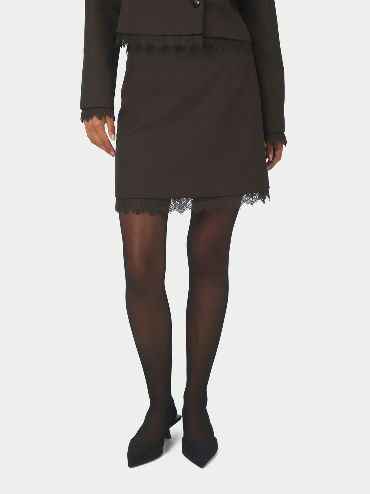 Birgitte Structure Lace Skirt Dark Brown