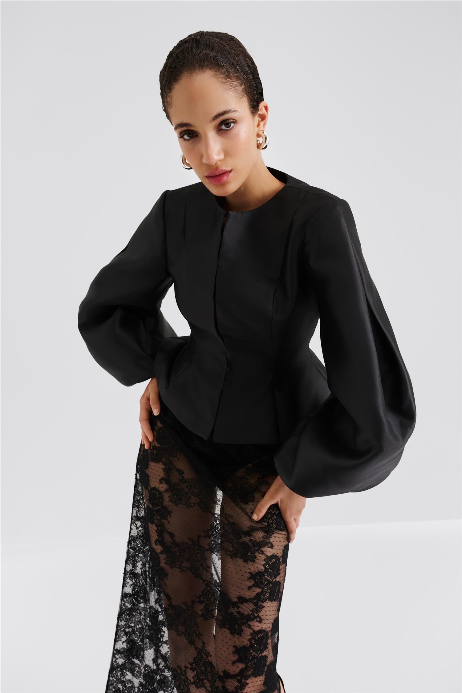 Vendela Balloon Sleeve Blouse Black