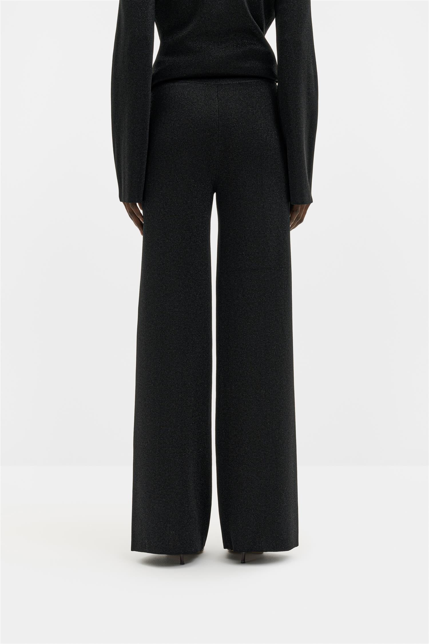Ammie Metallic Milano Knitted Pants Black