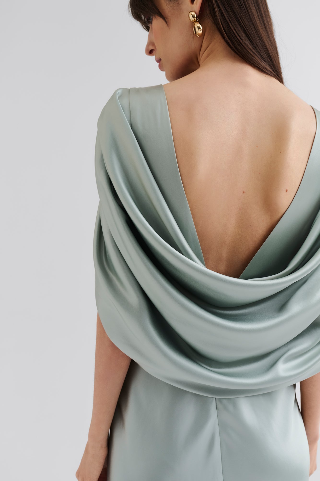 Louise Draped Back Maxi Dress Sage