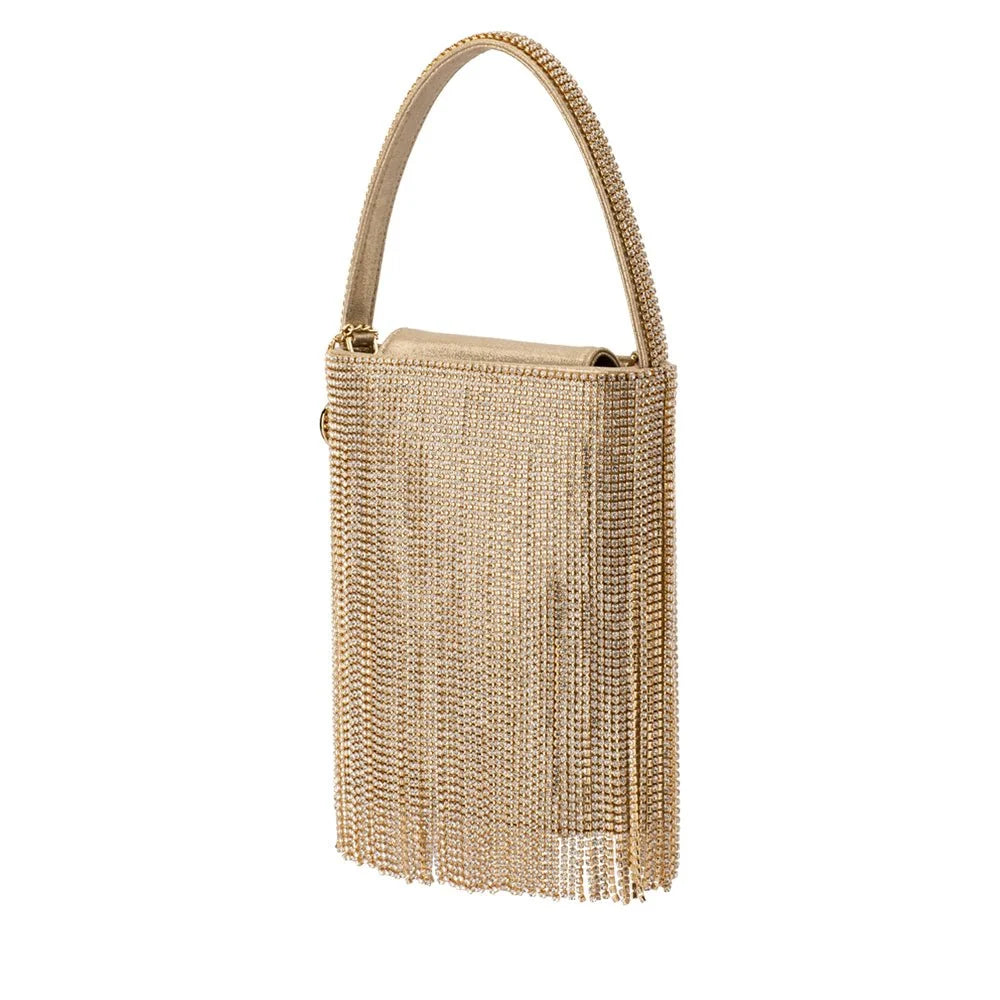 Billie Crystal Fringe Bag Champagne