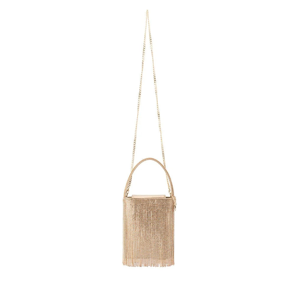 Billie Crystal Fringe Bag Champagne