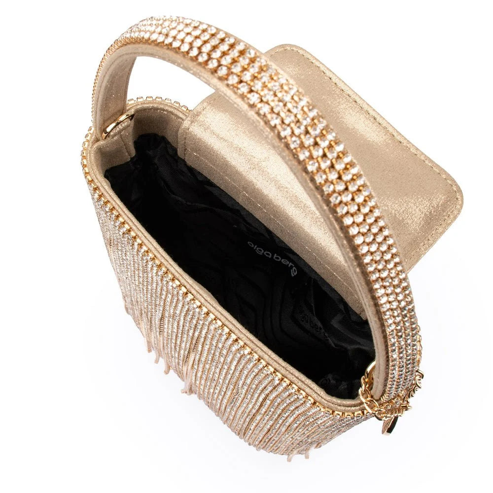 Billie Crystal Fringe Bag Champagne