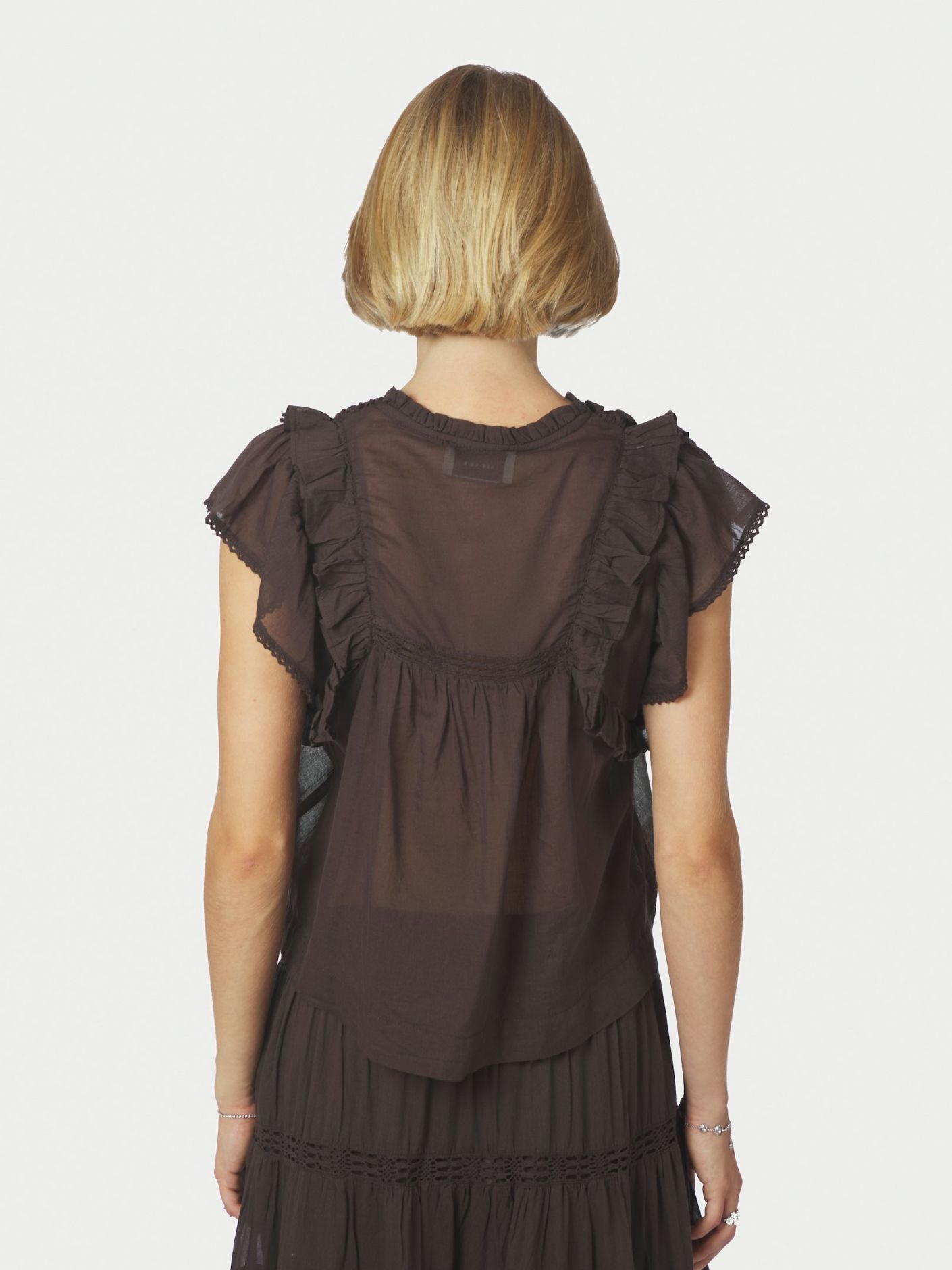 Jayla S Voile Top Dark Brown