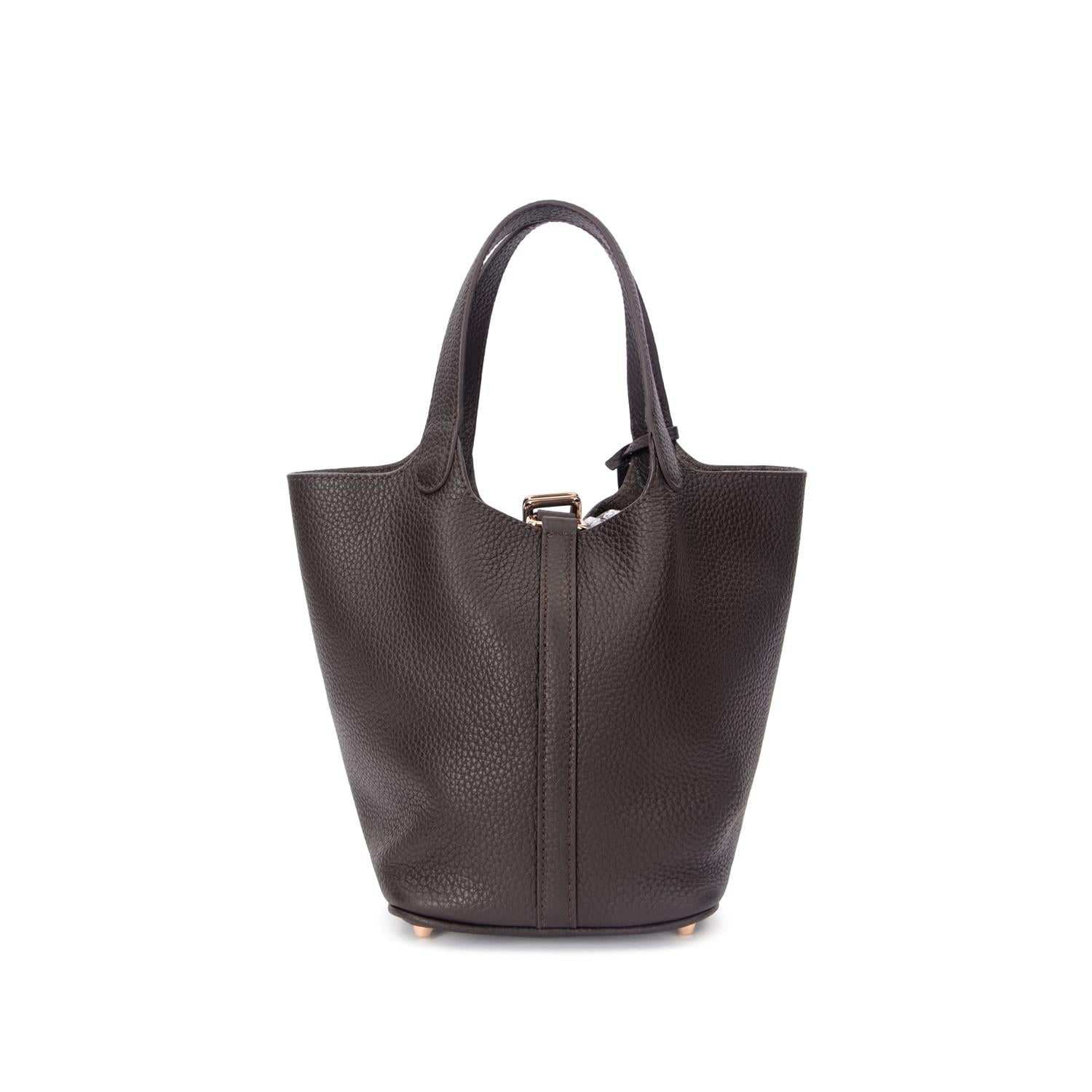 Leather Bucket Bag Mini Chocolate Brown