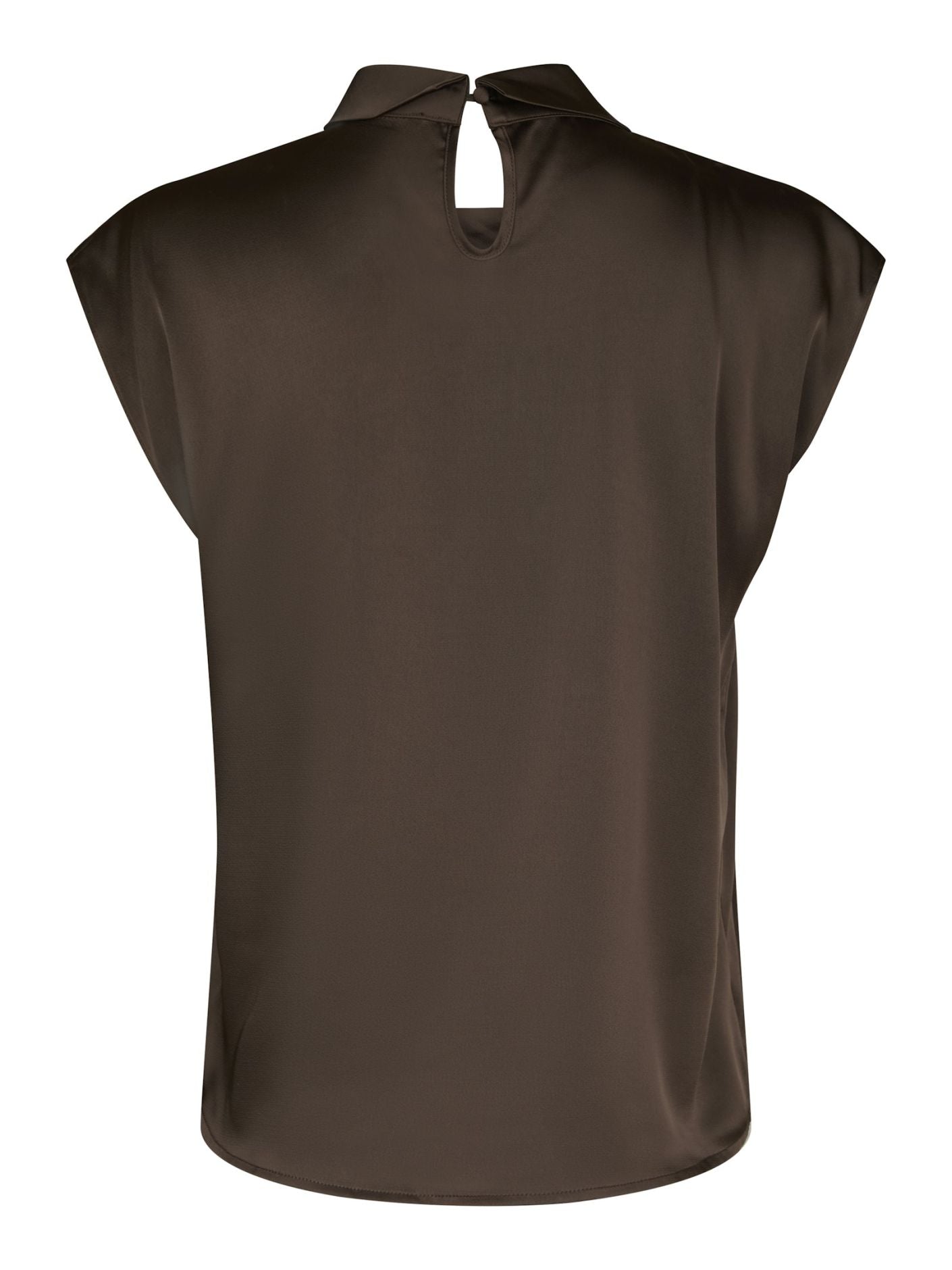 Fleur Drapy Sateen Blouse Dark Brown