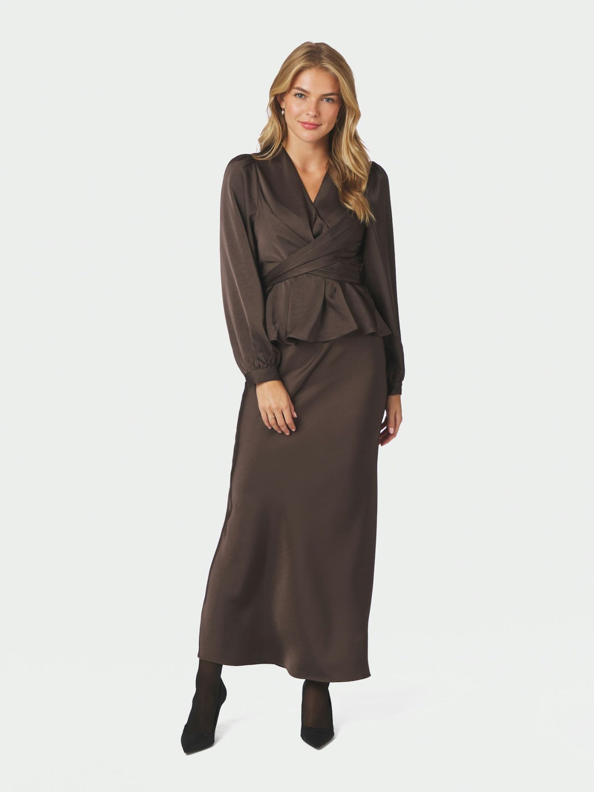 Rista Heavy Sateen Blouse Dark Brown