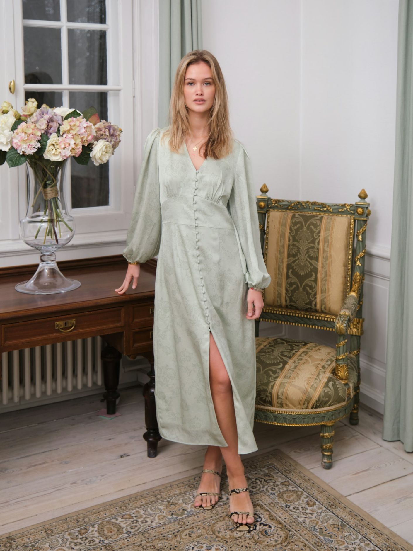 Alto Pattern Sateen Dress Light Green