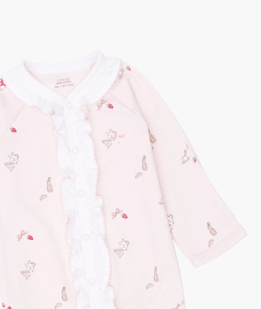 Cafe Sara Ruffled Footie Pink