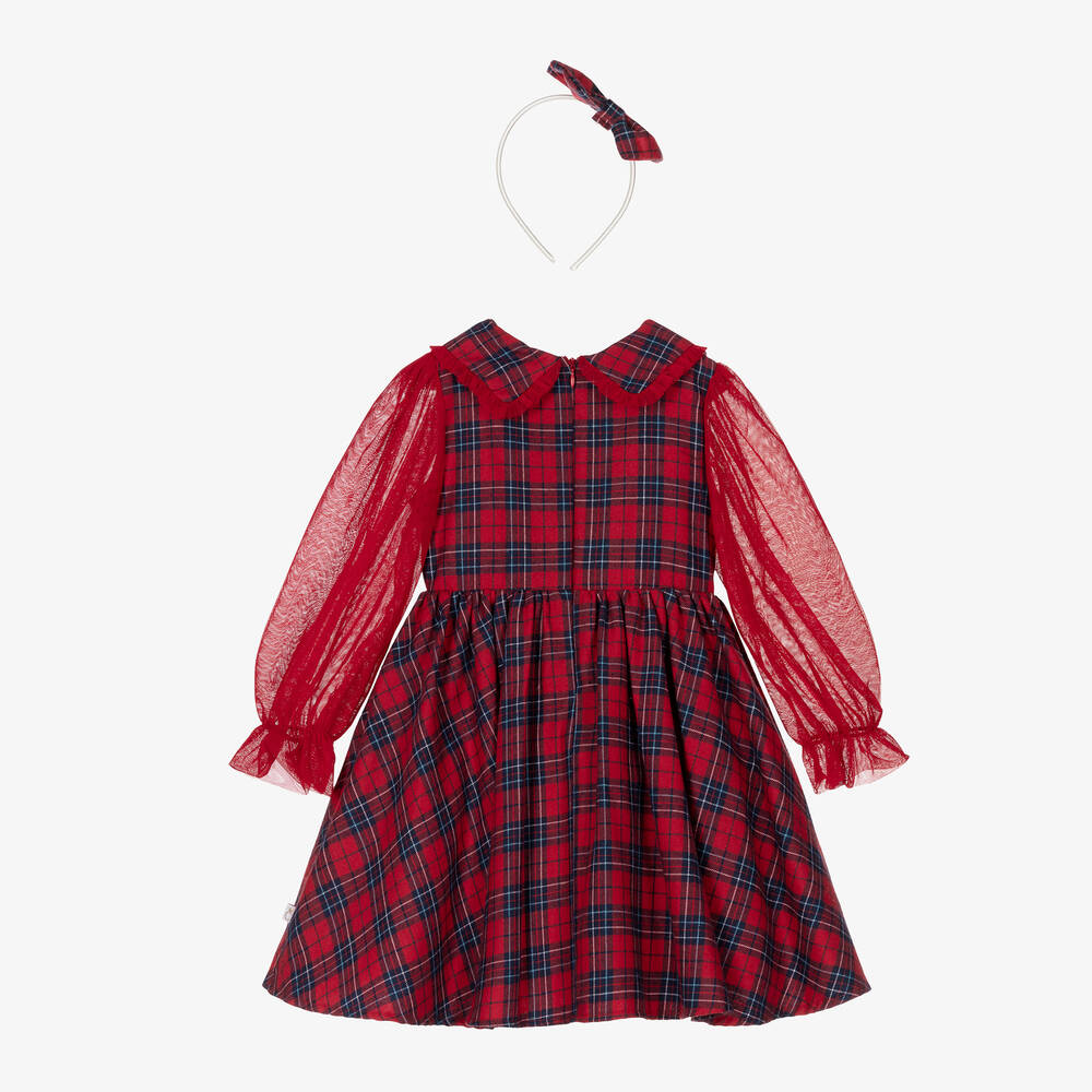 Woven Check Dress with Tulle Detail Tartan