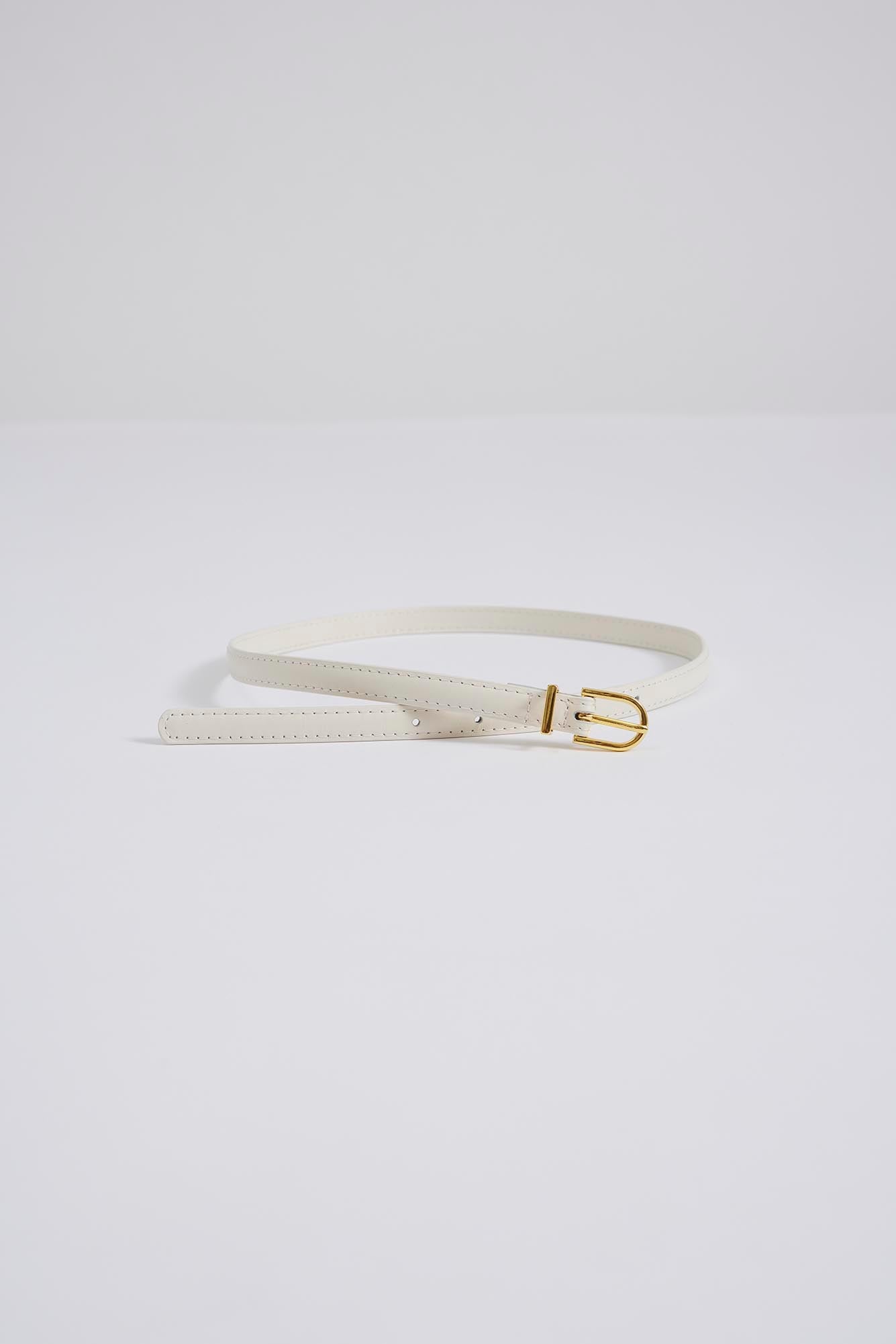 Blair Thin Leather Belt Vanilla