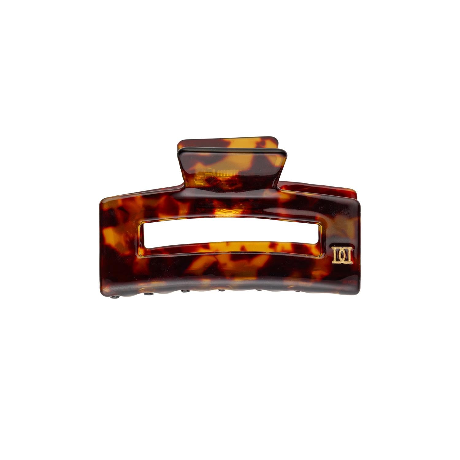 Square Hair Claw Small Brown Tortoise