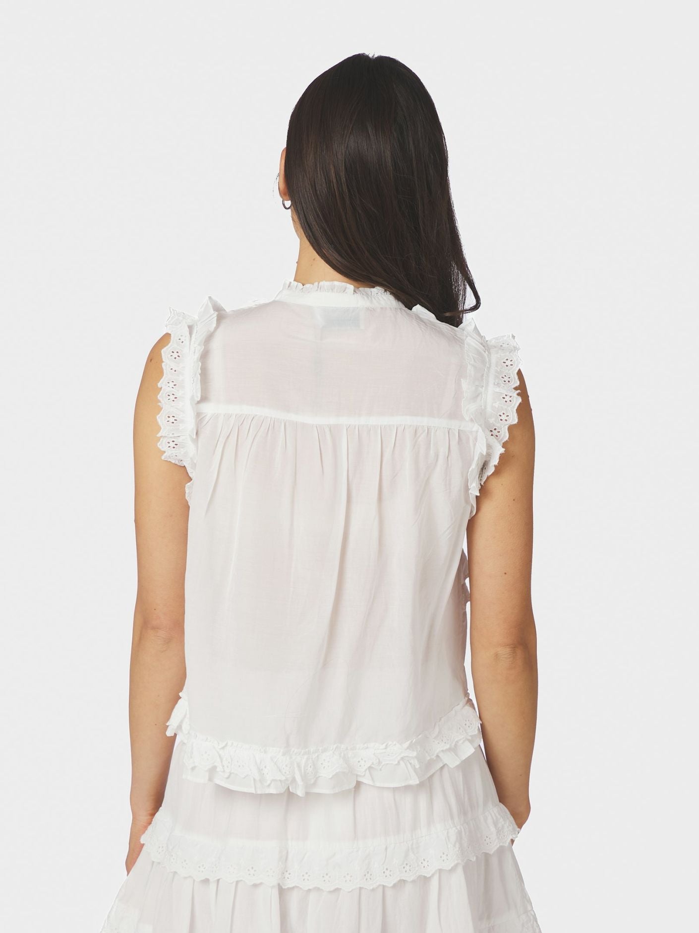 Celia Ruffle Top White