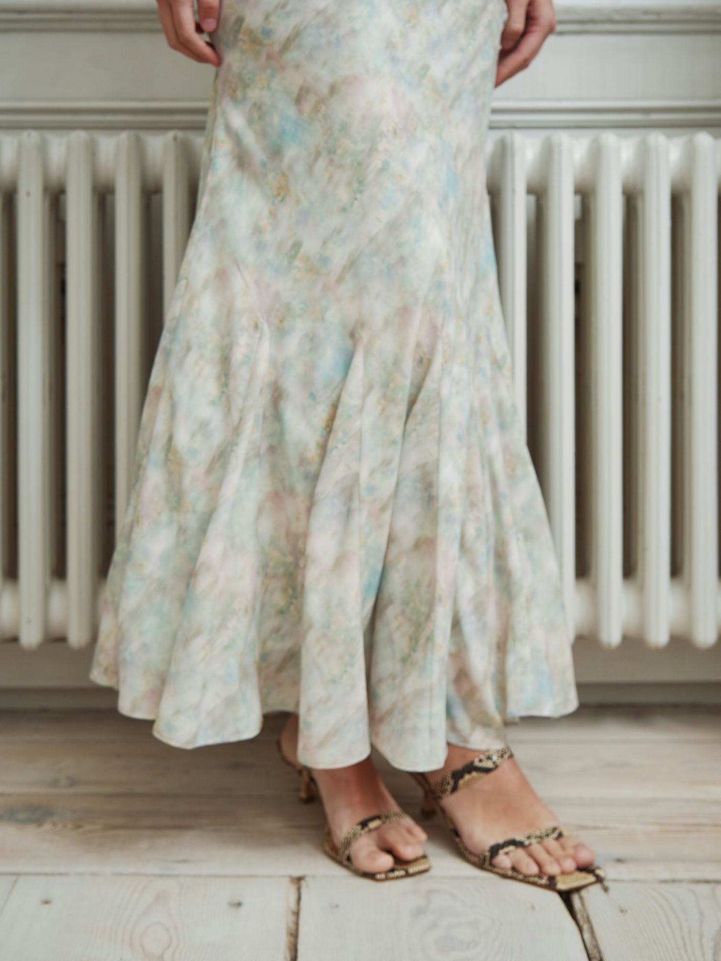 Celesse Print Chiffon Dress Light Green