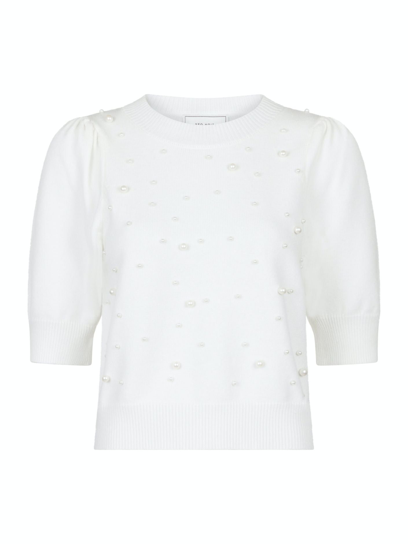 Maia Soft Pearl Knit Tee Off White