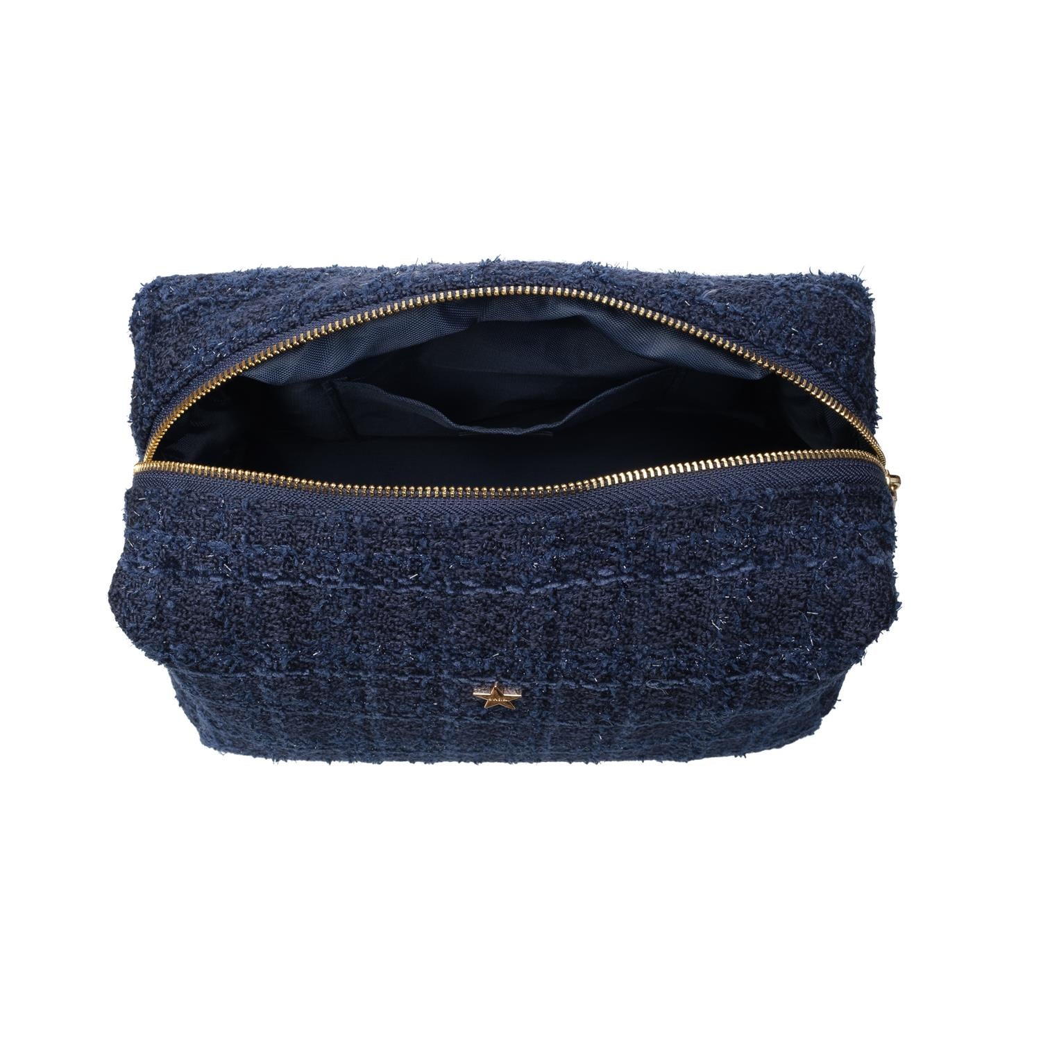 Tweed Make-Up Pouch Large Dark Navy Blue