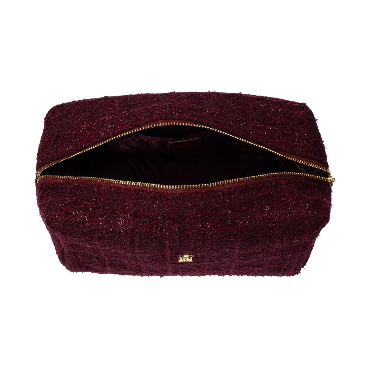Tweed Make-Up Pouch Large Bordeaux
