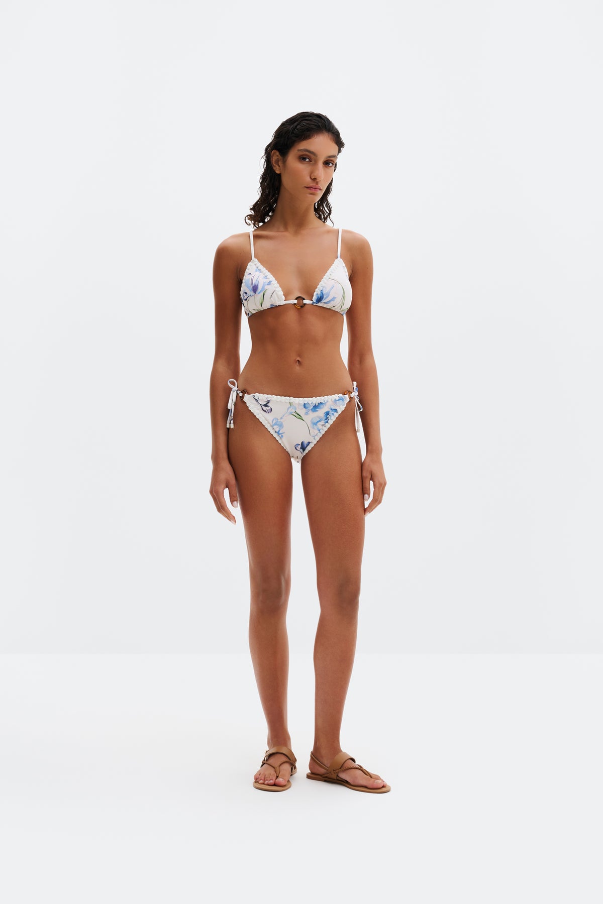Roselyn Crochet Trimmed Bikini Bottom Tulip Blue