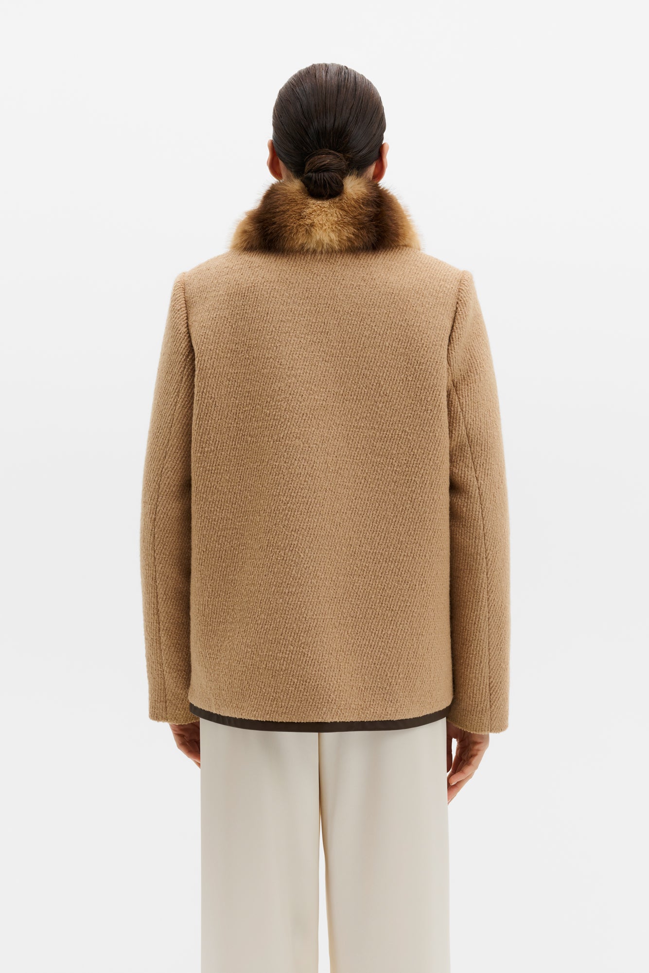 Taylor Fux Fur Trim Jacket Camel