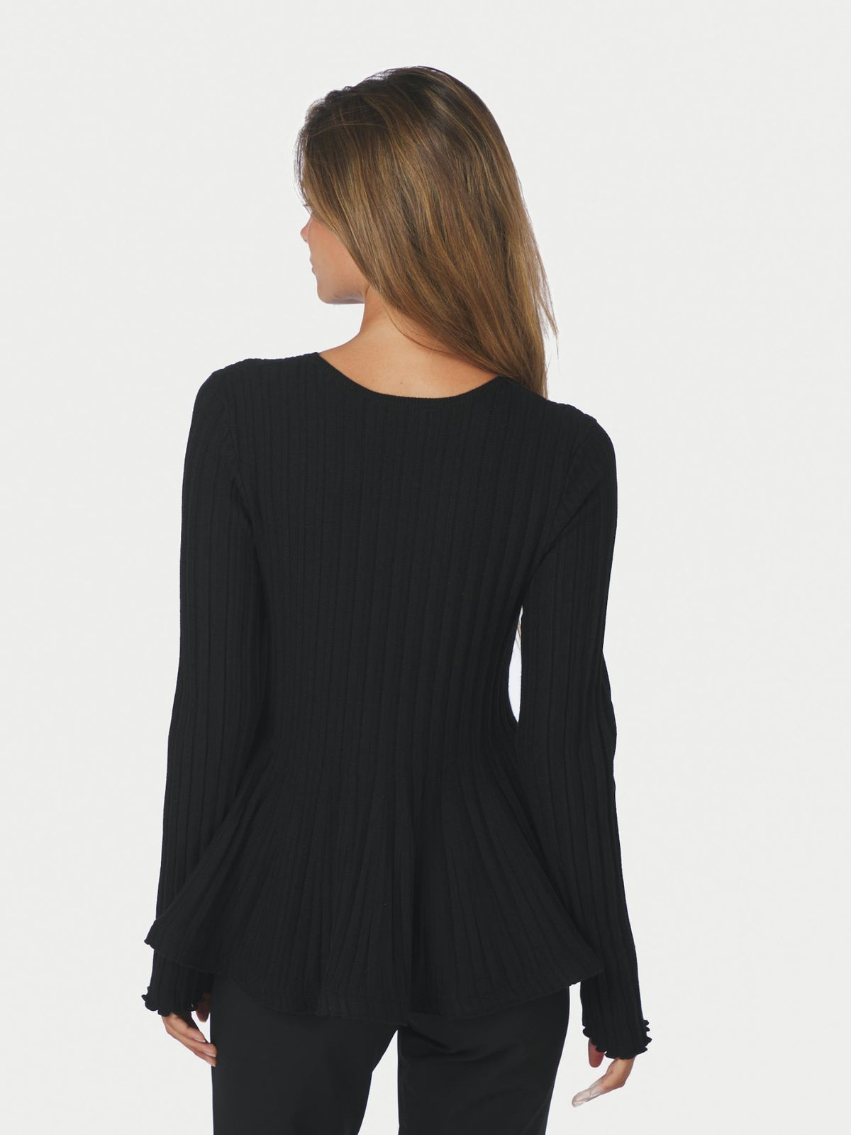 Wallina Peplun Knit Blouse Black