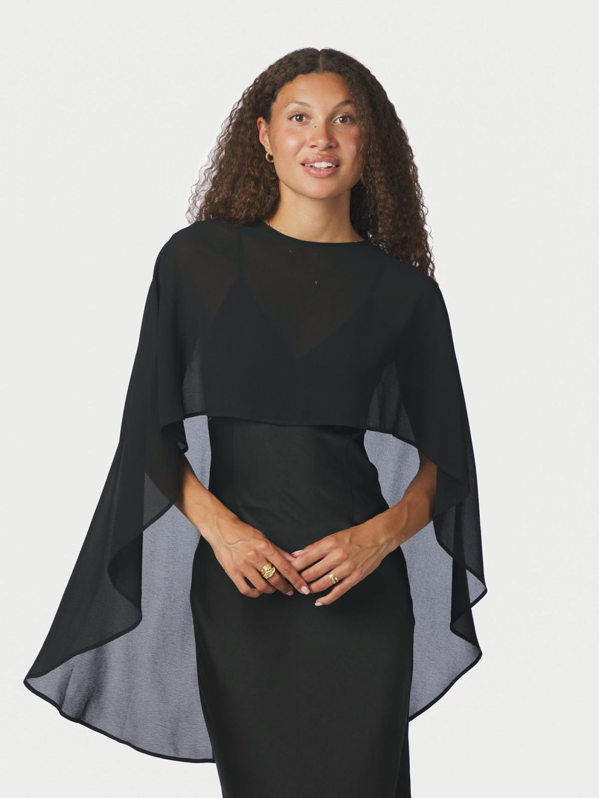 Manufi Chiffon Cape Black