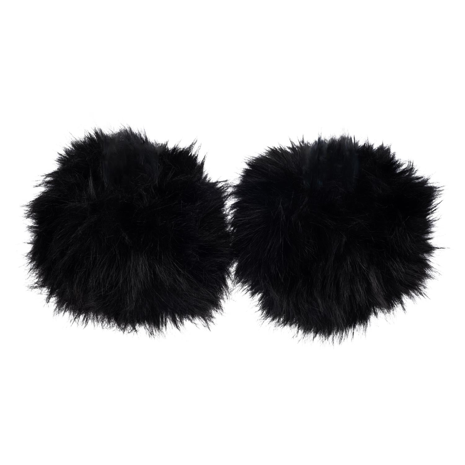 Faux Fur Fox Wrist Cuffs Black