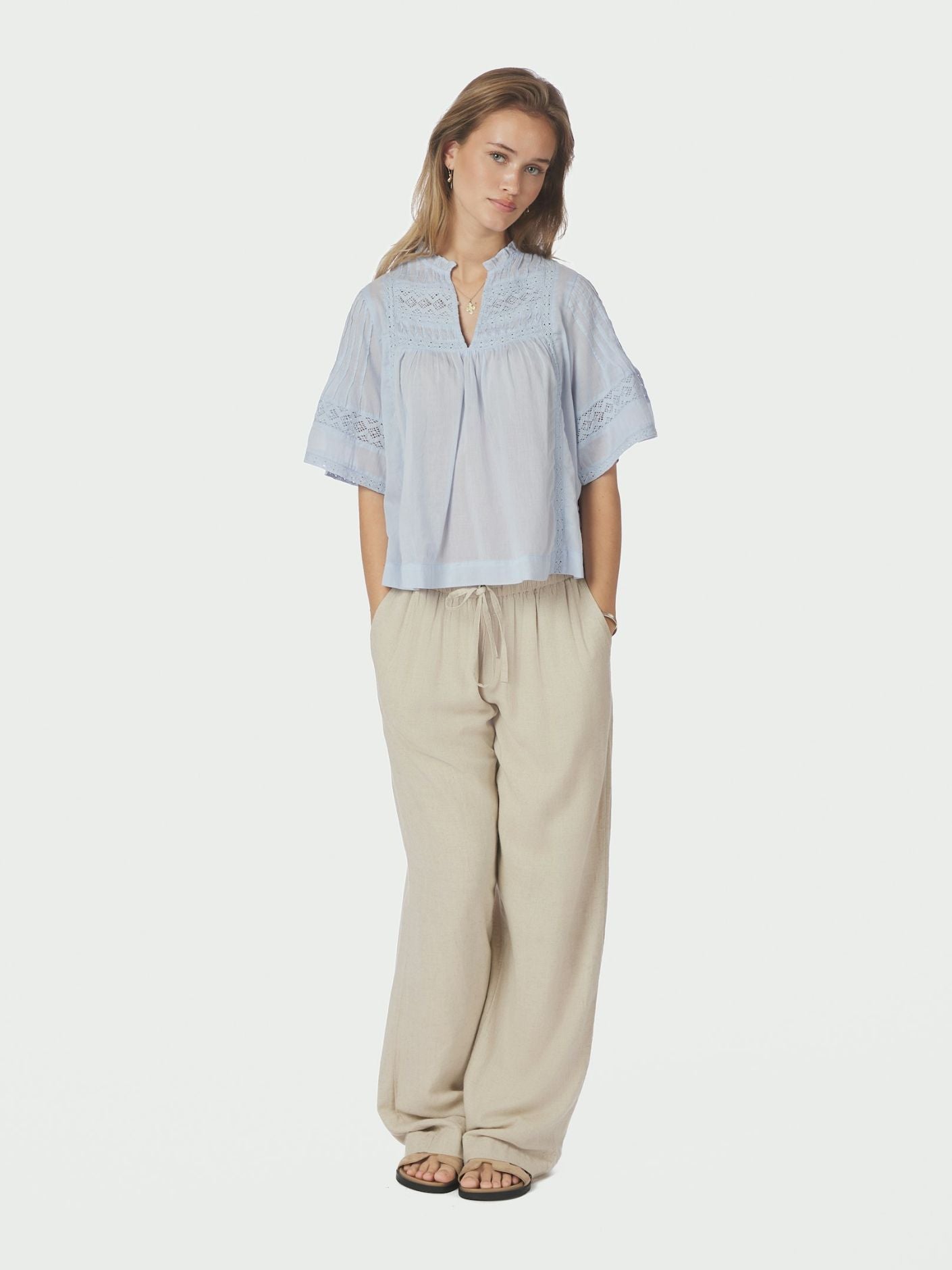 Siama S Voile Bluse Lyseblå