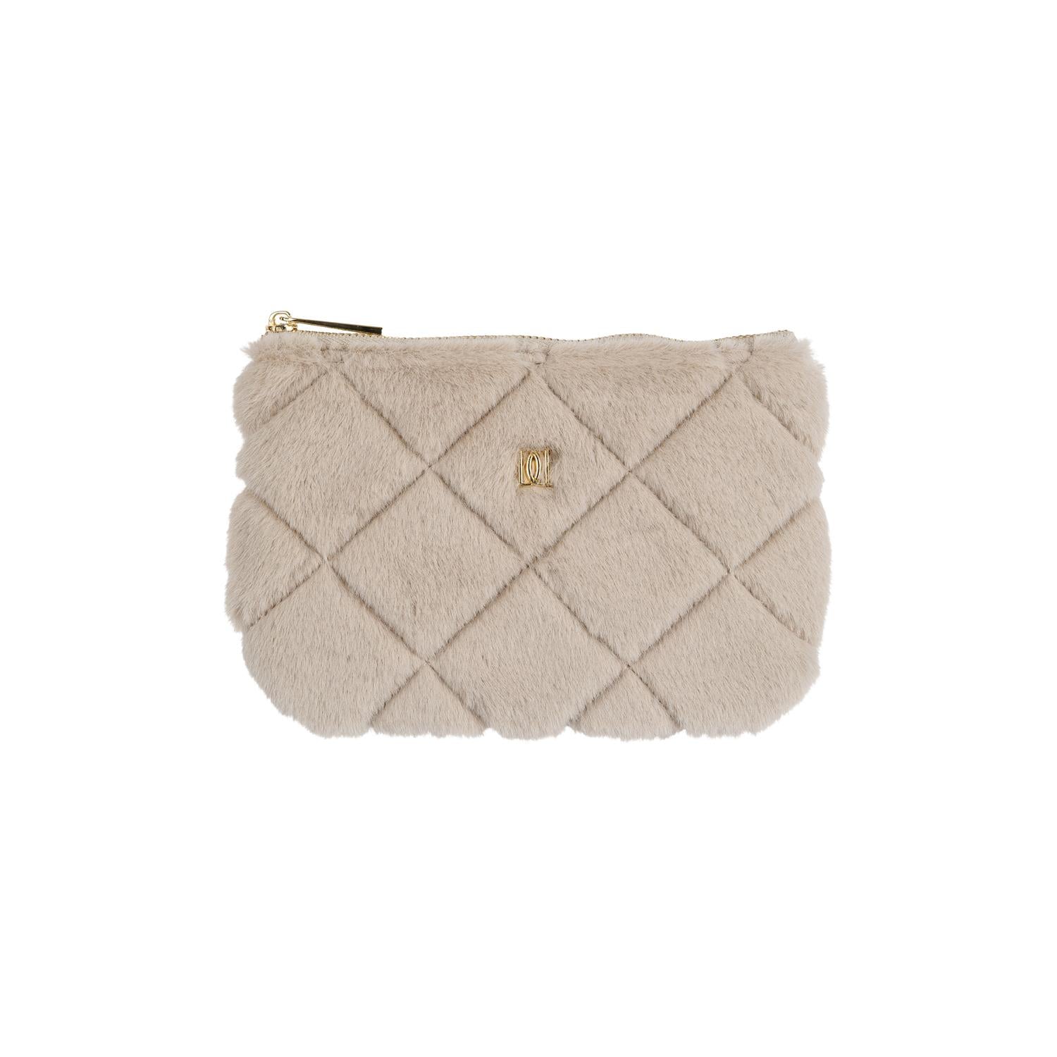 FauxFur Quilted Midi Pouch Sand
