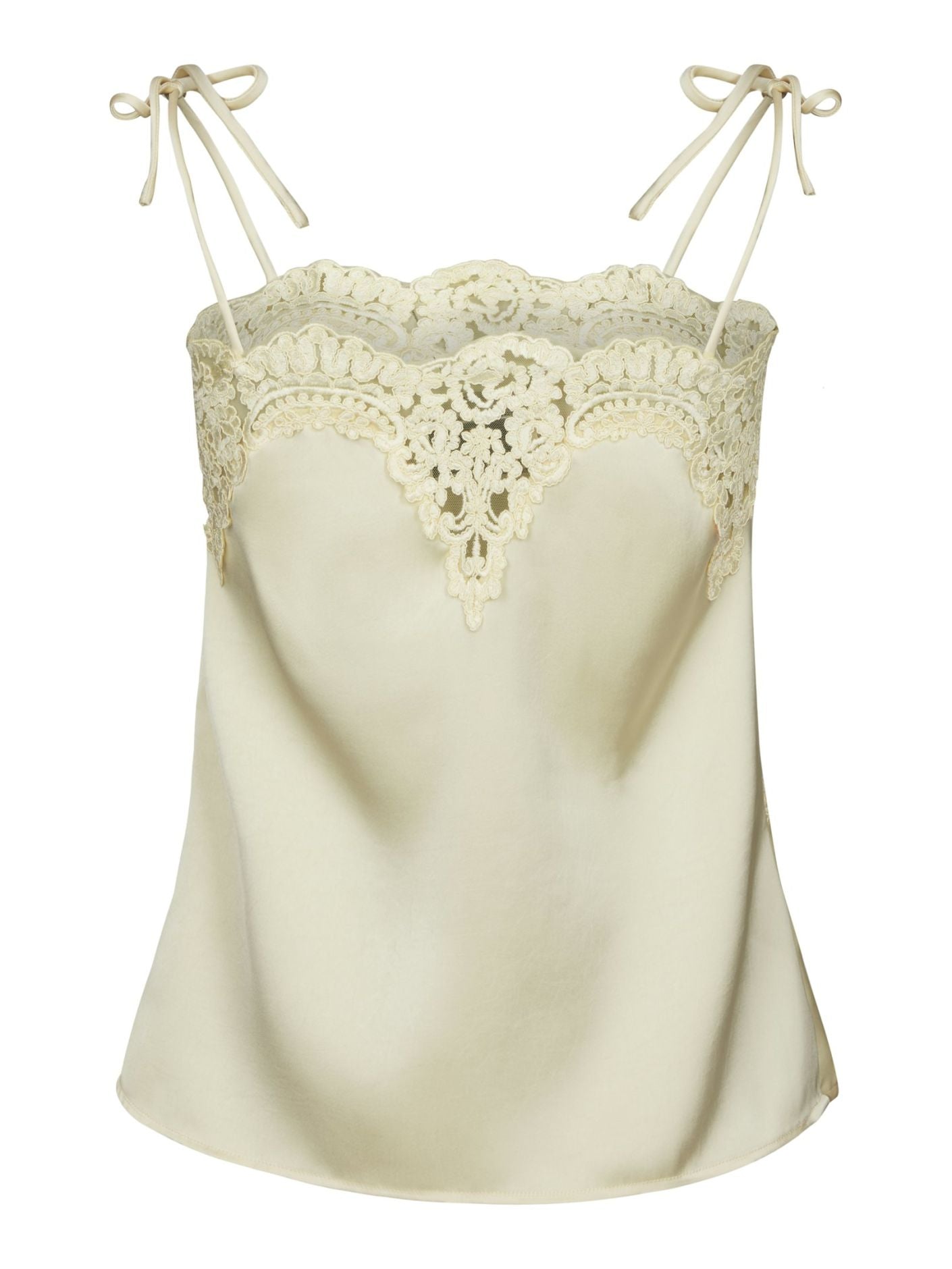 Kaela Heavy Sateen Lace Top Light Yellow