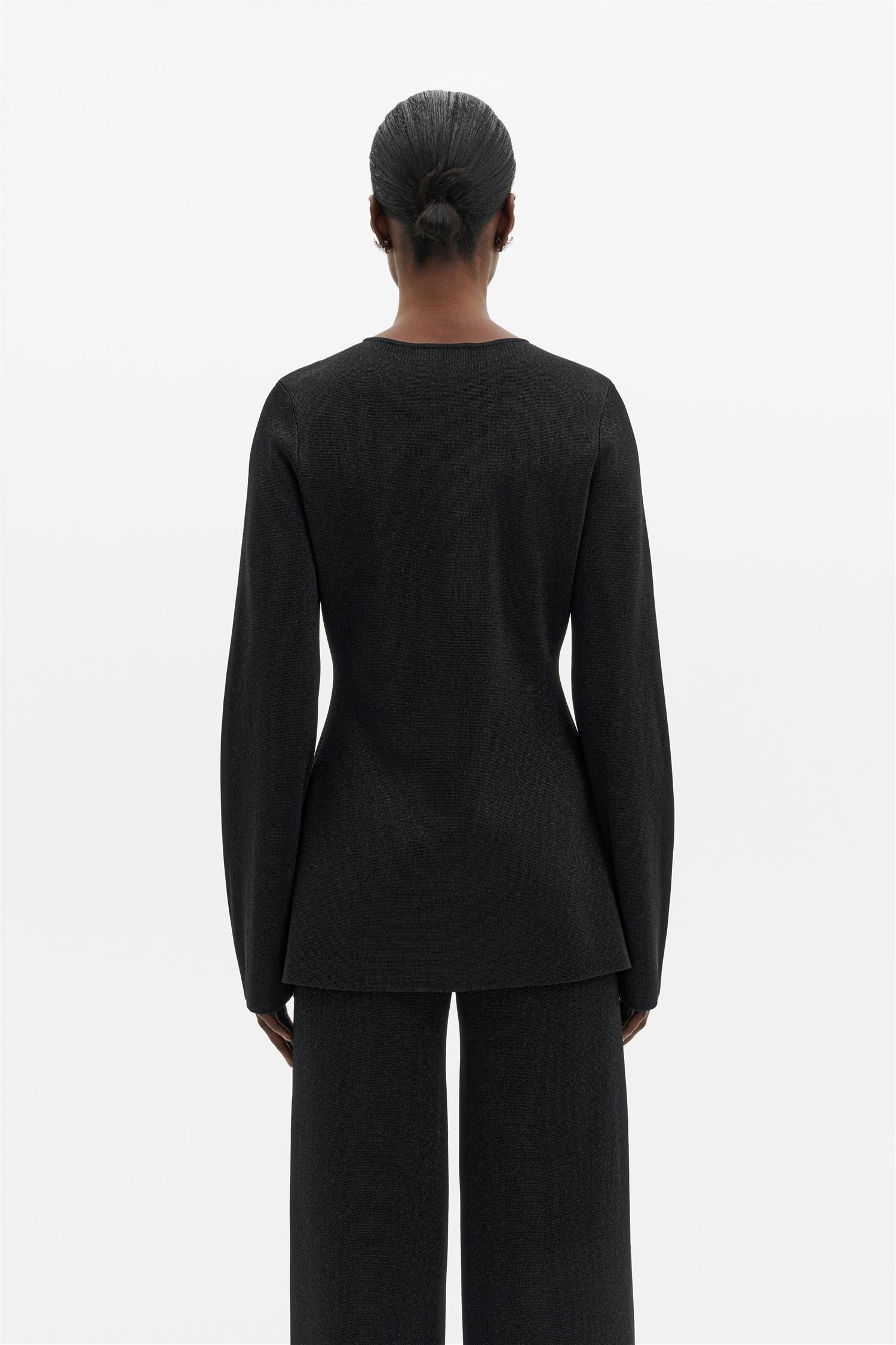 Ezra Metallic Milano Knitted Cardigan Black