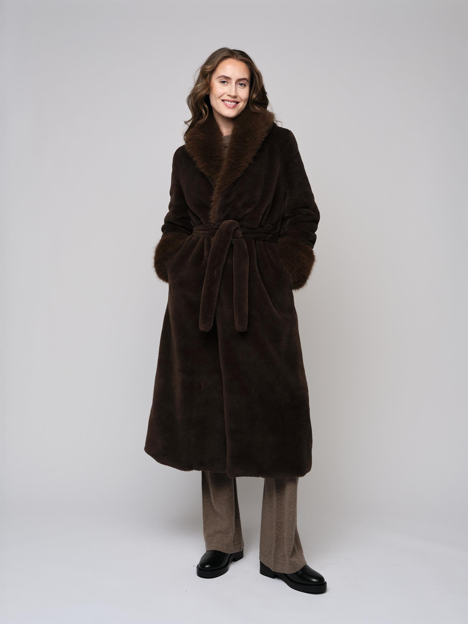 Caroline Fake Fur Jacket Brown