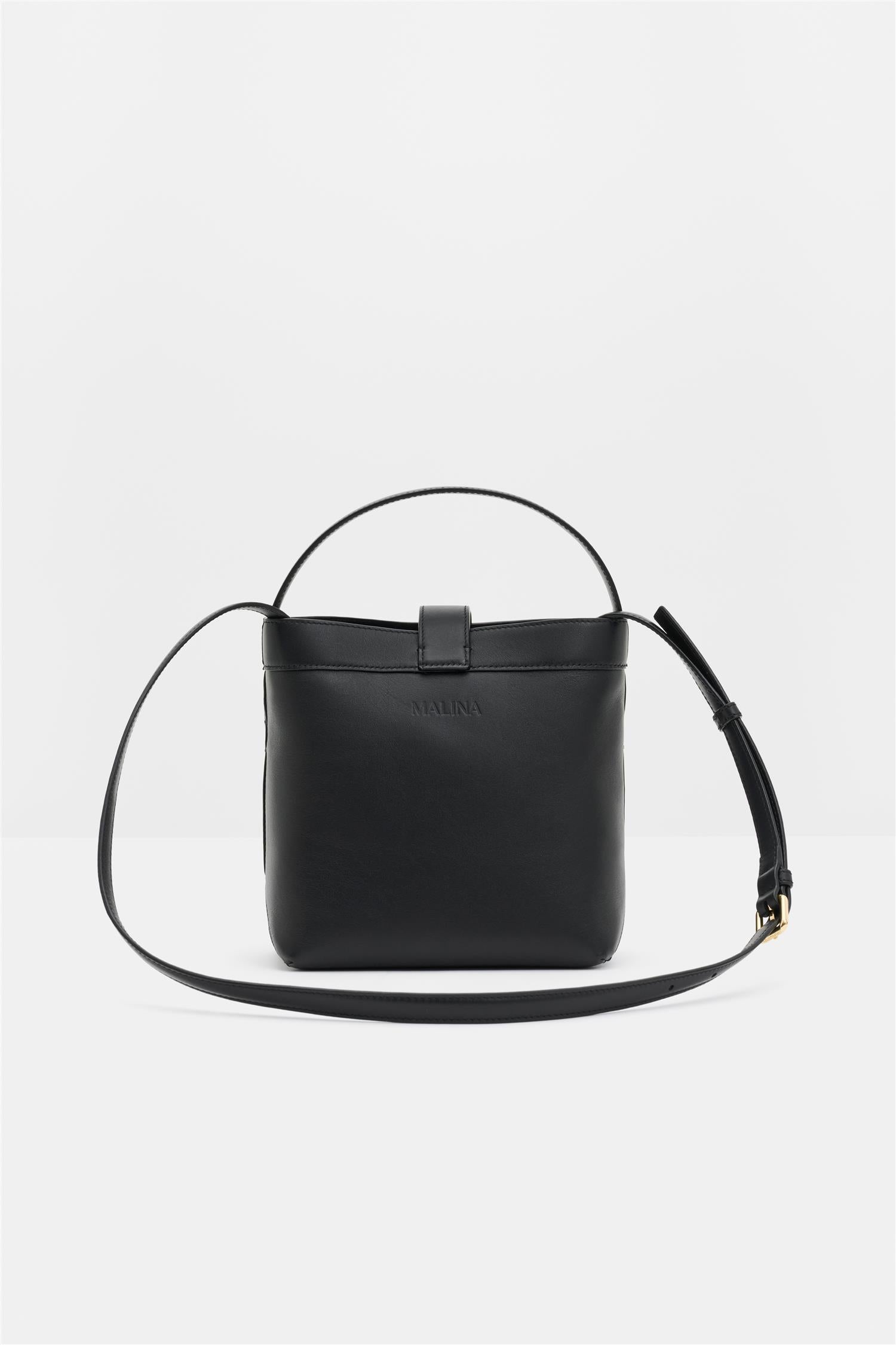 Monogram Leather Bucket Bag Black