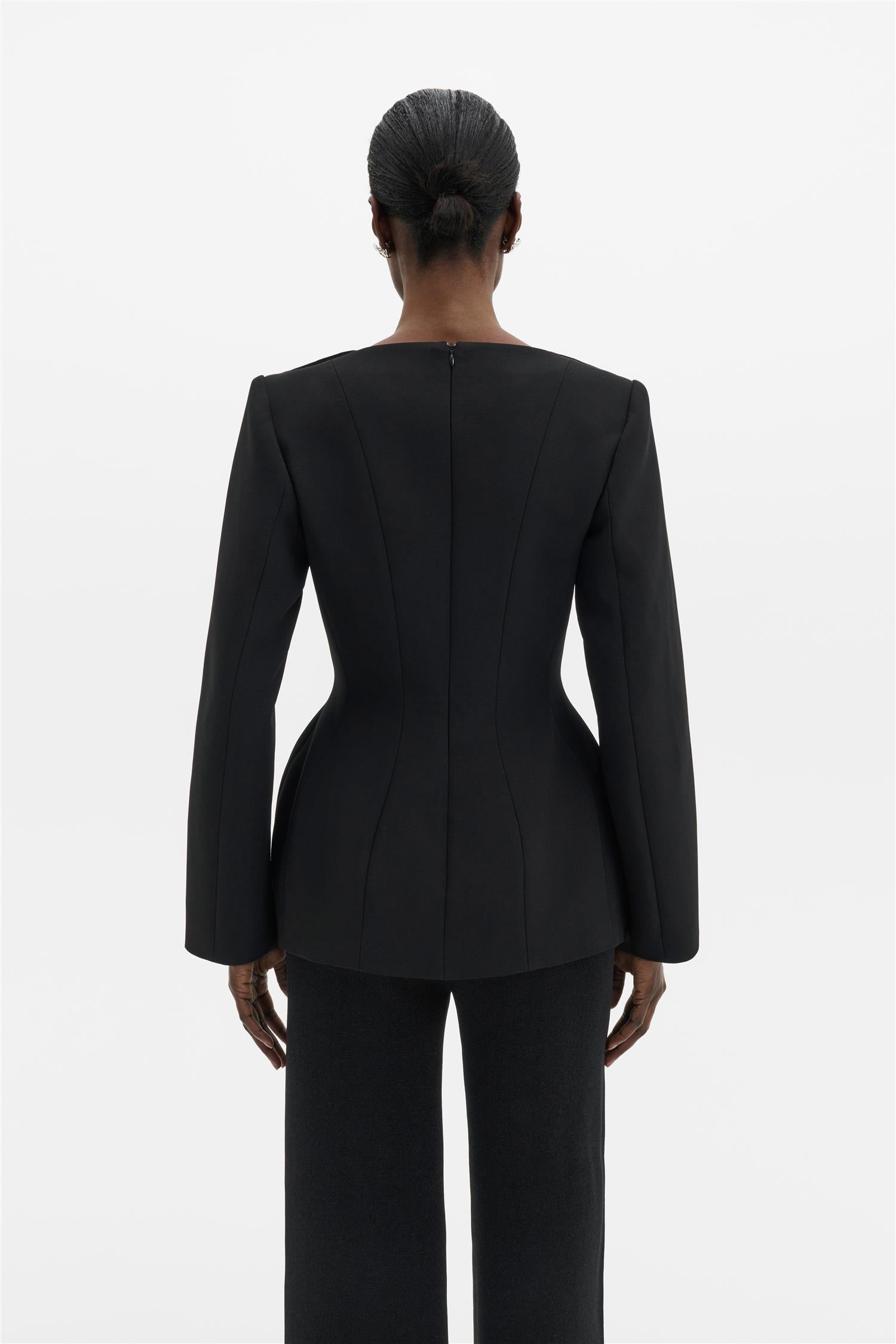 Ninni Cut-Out Shoulder Hourglass Top Black
