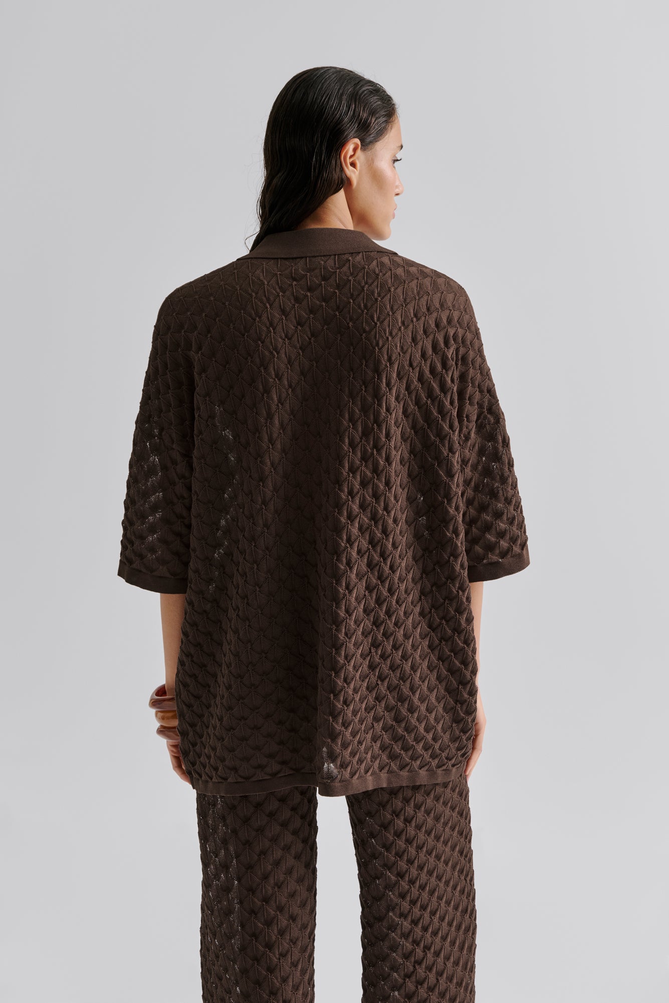Moa Oversized Knitted Shirt Chocolate