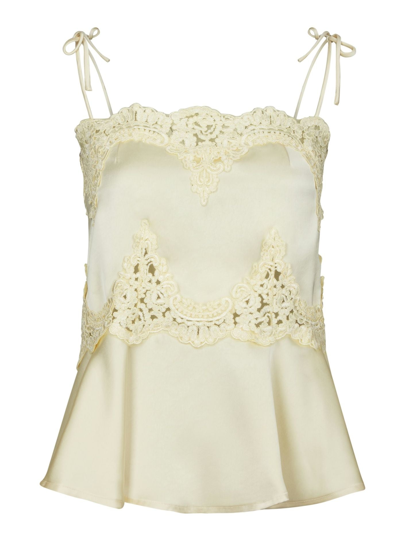Kaela Heavy Sateen Lace Top Light Yellow
