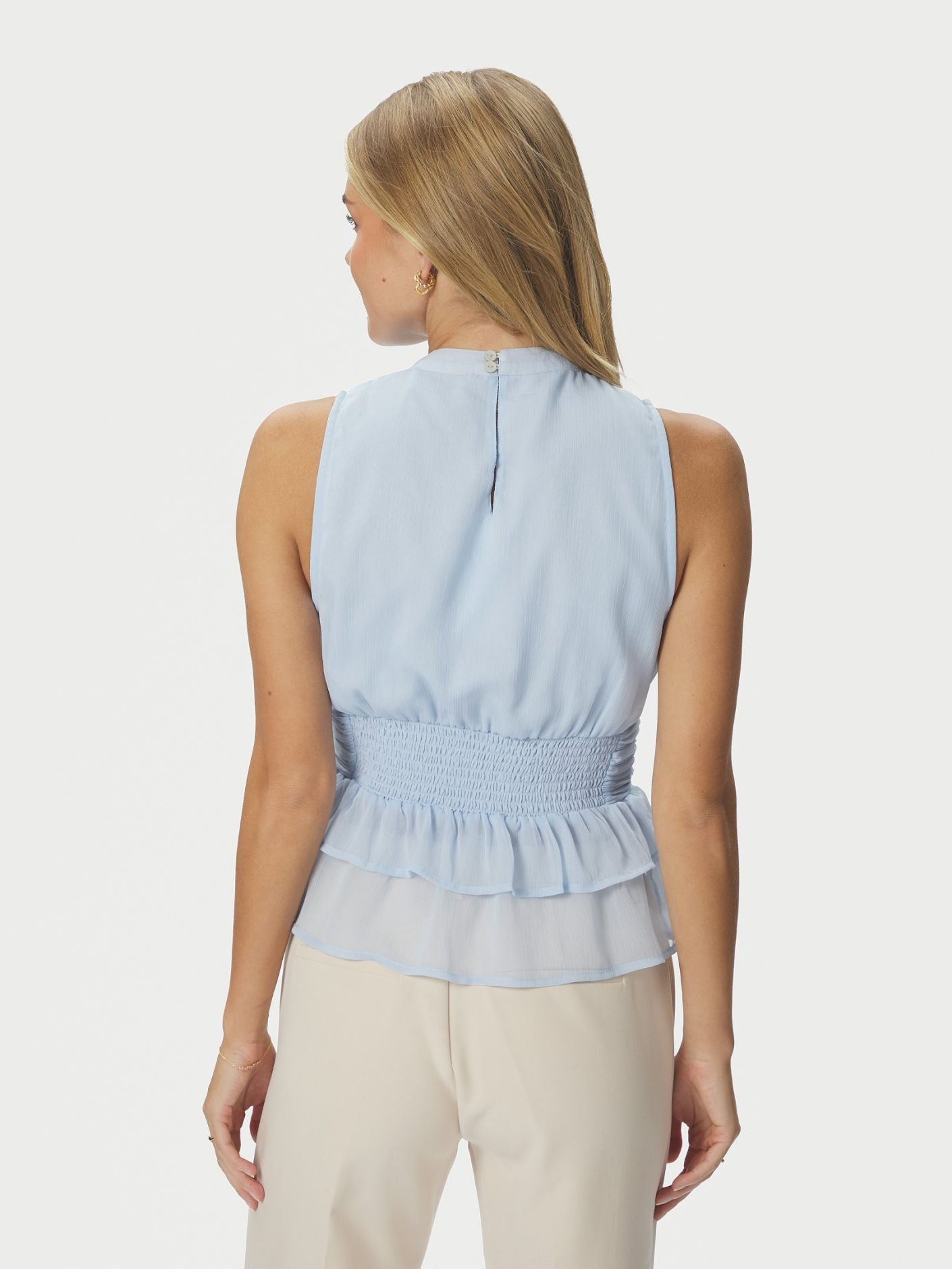 Ansol Solid Chiffon Topp Lyseblå